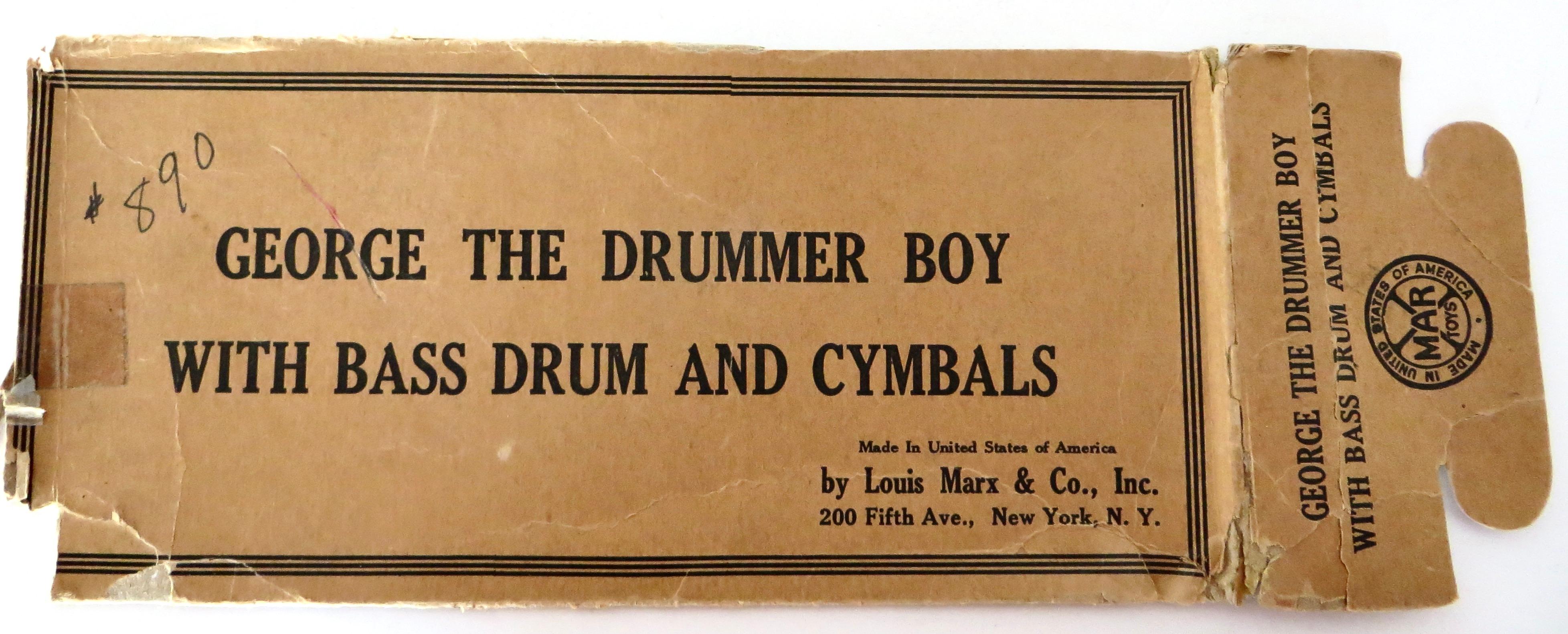 „George The Drummer Boy“ Zinn-Windup-Spielzeug von Louis Marx, New York City. Um 1930 (Mitte des 20. Jahrhunderts) im Angebot
