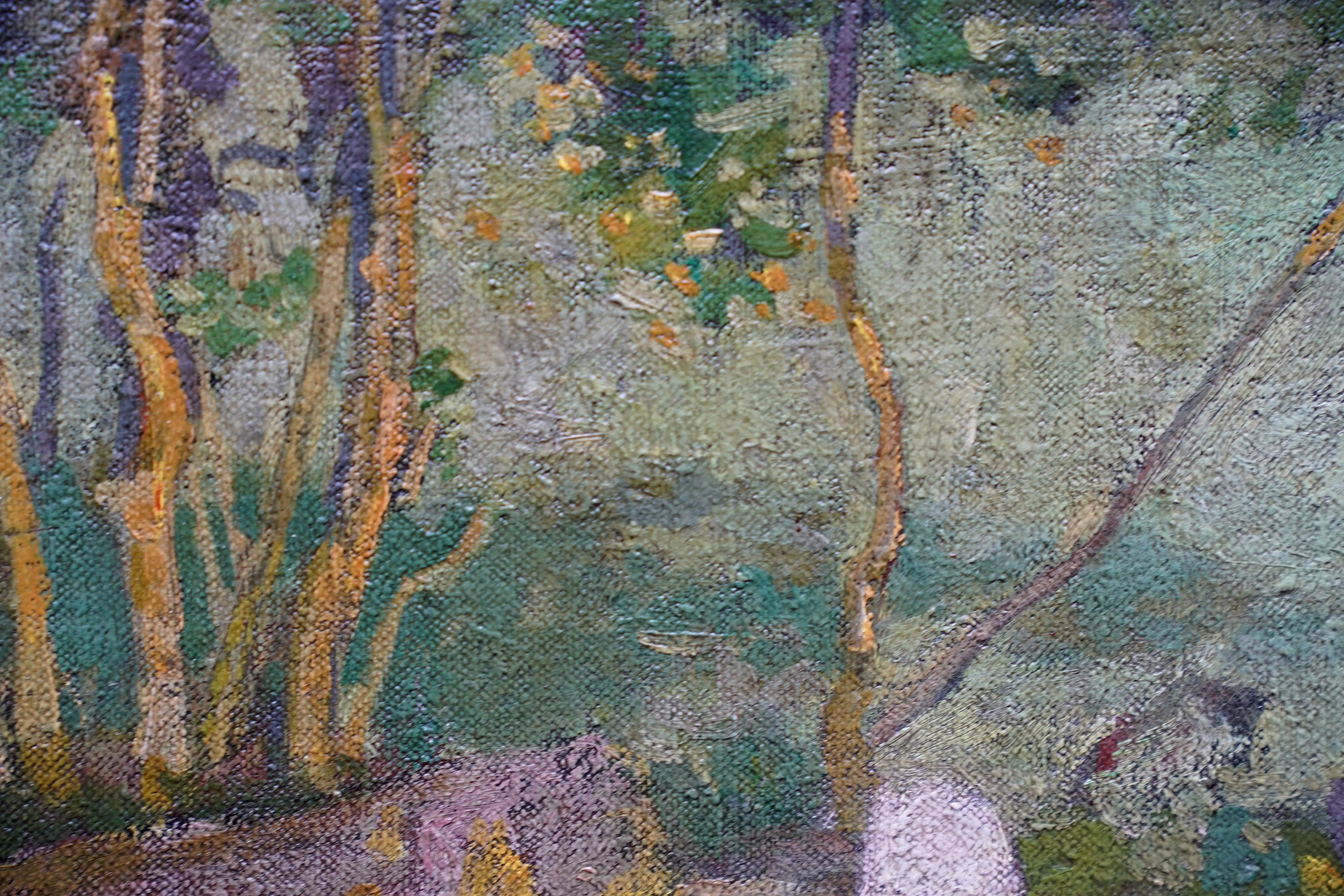 Polli e galletti vittoriani in un paesaggio - pittura ad olio di arte animale britannica 3