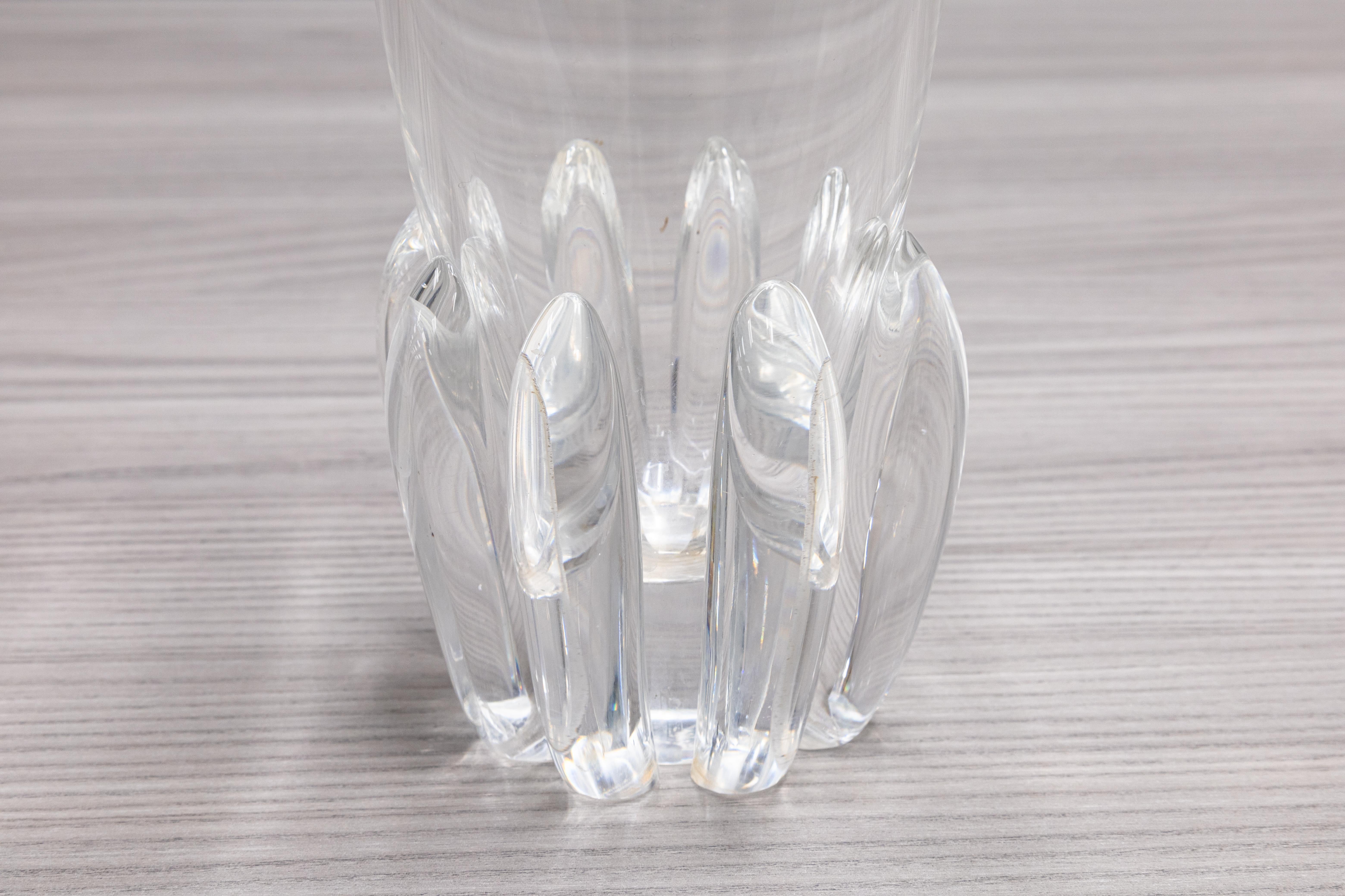 20th Century George Thompson for Steuben Lotus Styled Crystal Vase Contemporary Modern For Sale