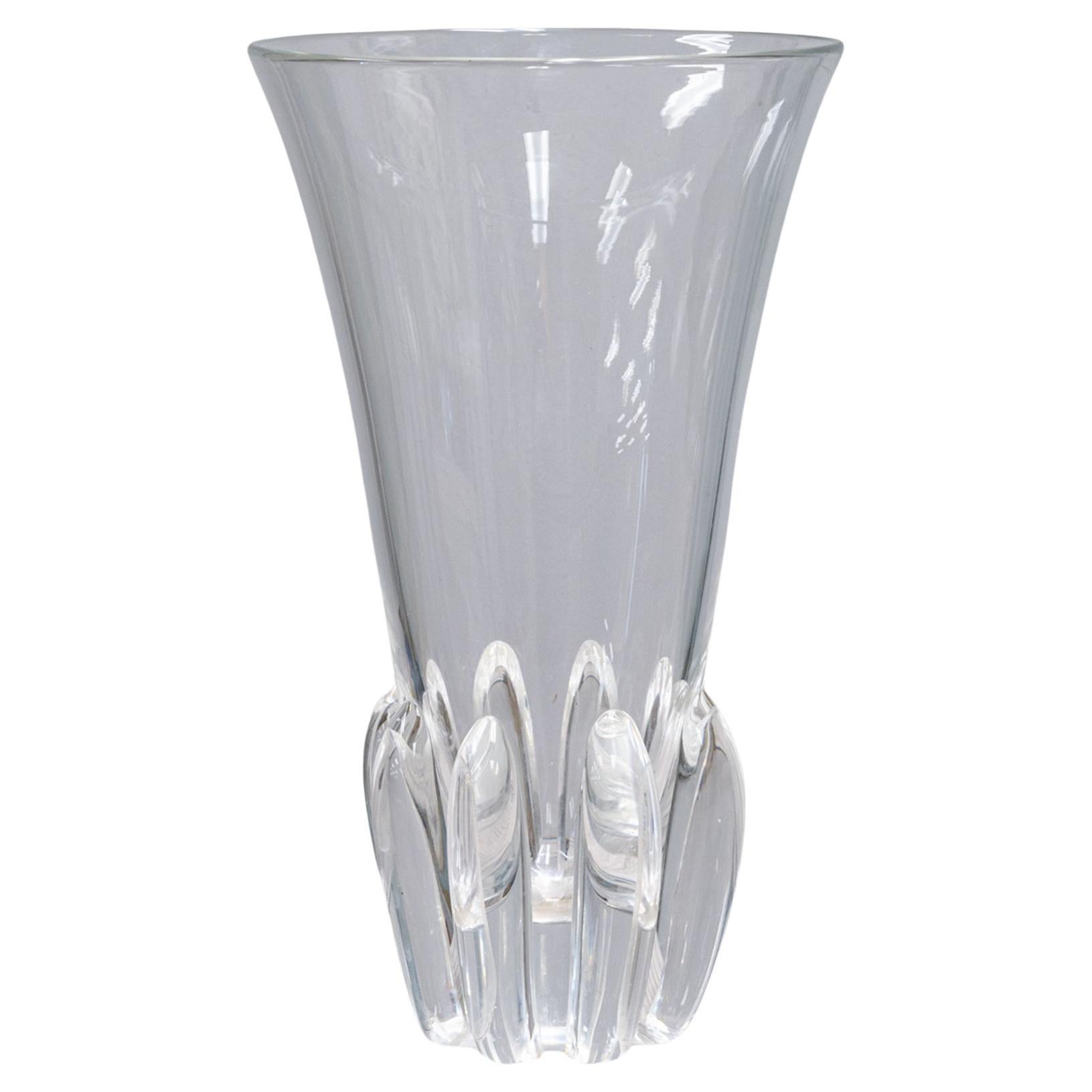 George Thompson for Steuben Lotus Styled Crystal Vase Contemporary Modern For Sale