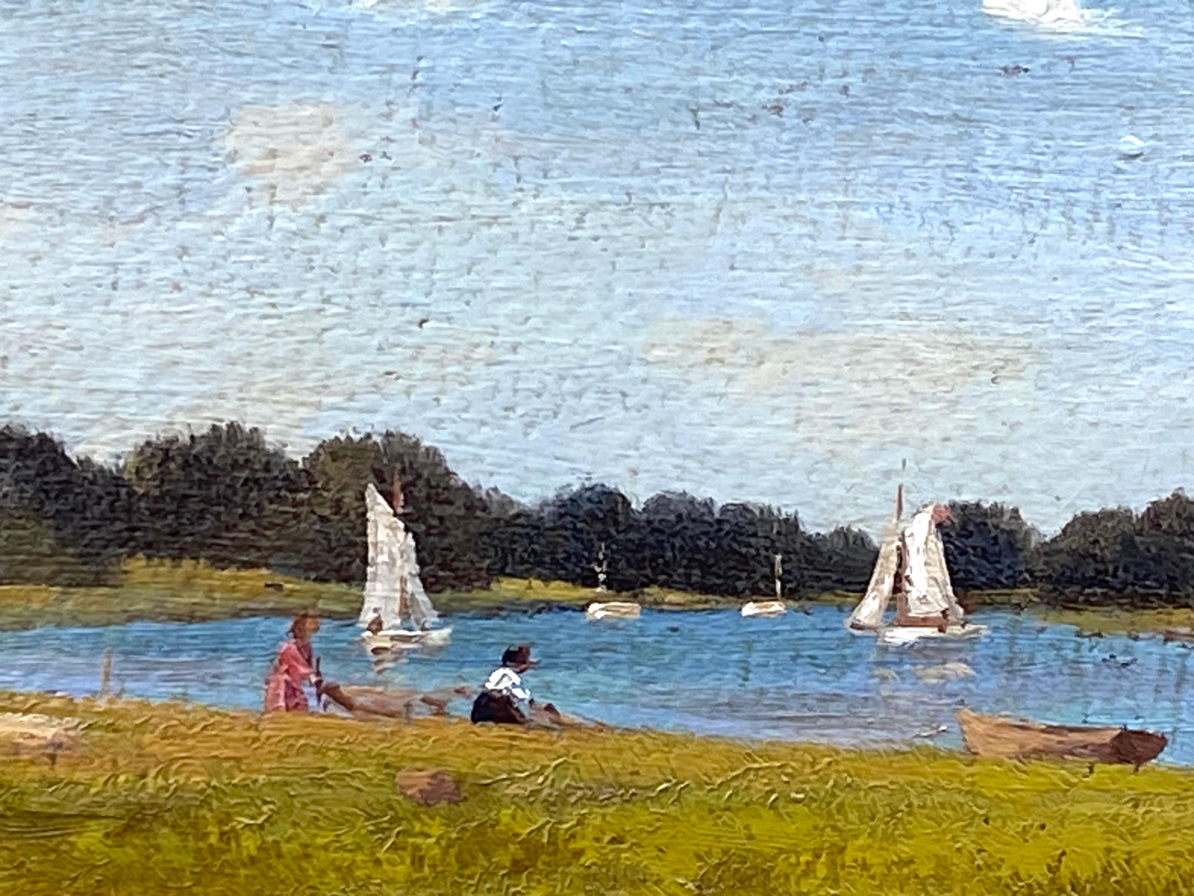 Dipinto originale a olio su pannello di legno del noto artista americano George Thompson Woods. Firmato in basso a destra e datato 1899.  Le condizioni sono molto buone. Il dipinto è custodito nella cornice dorata d'epoca originale in ottime