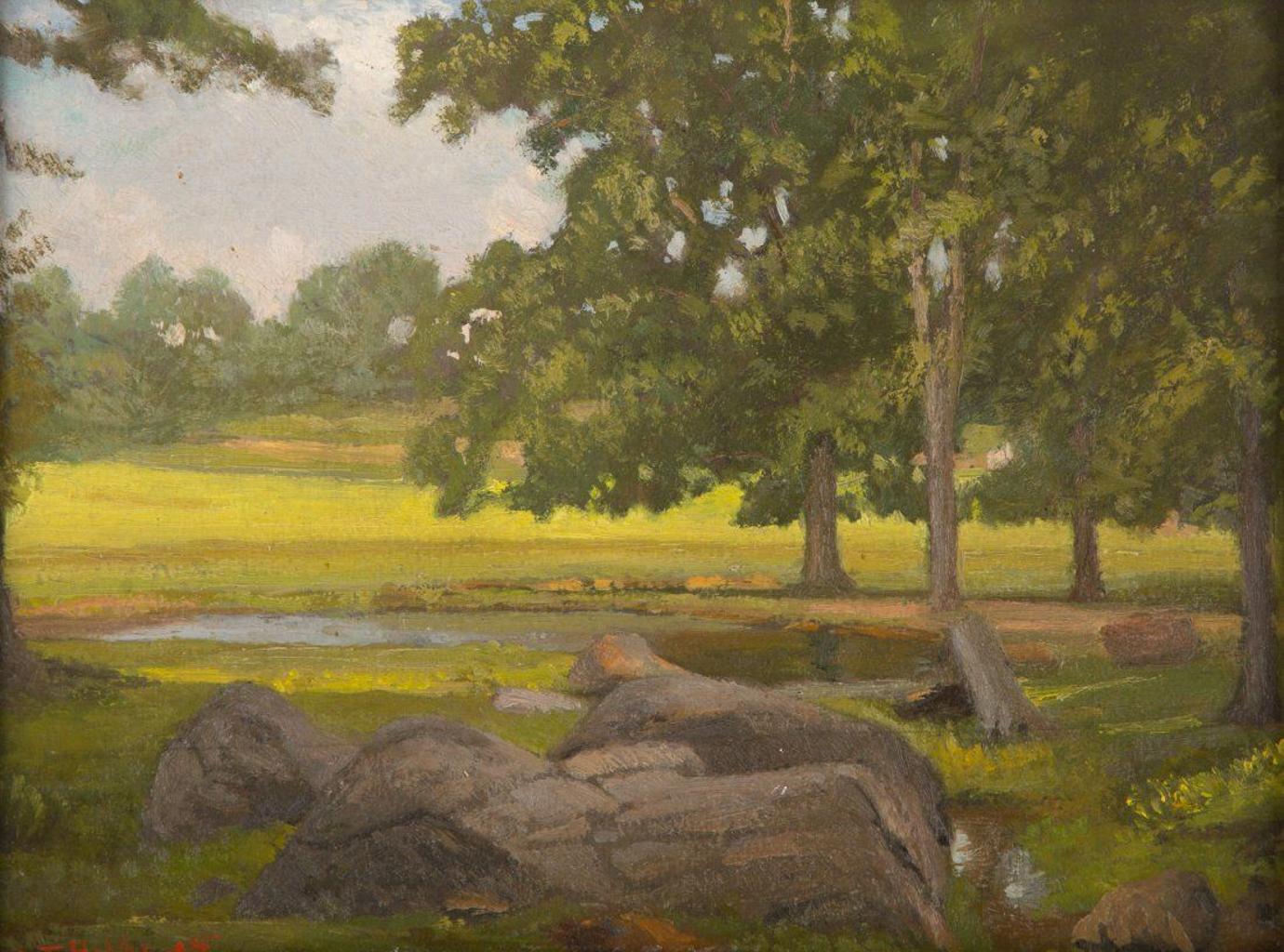 Title: Summer 
Medium: Oil On Board
Painting Size: 9 x 12inches
Frame Size: 12 x 15inches
Condition: This artwork is in good overall condition for its age.
Signature: Signed
Artist: George Thompson Hobbs (1846-1929)