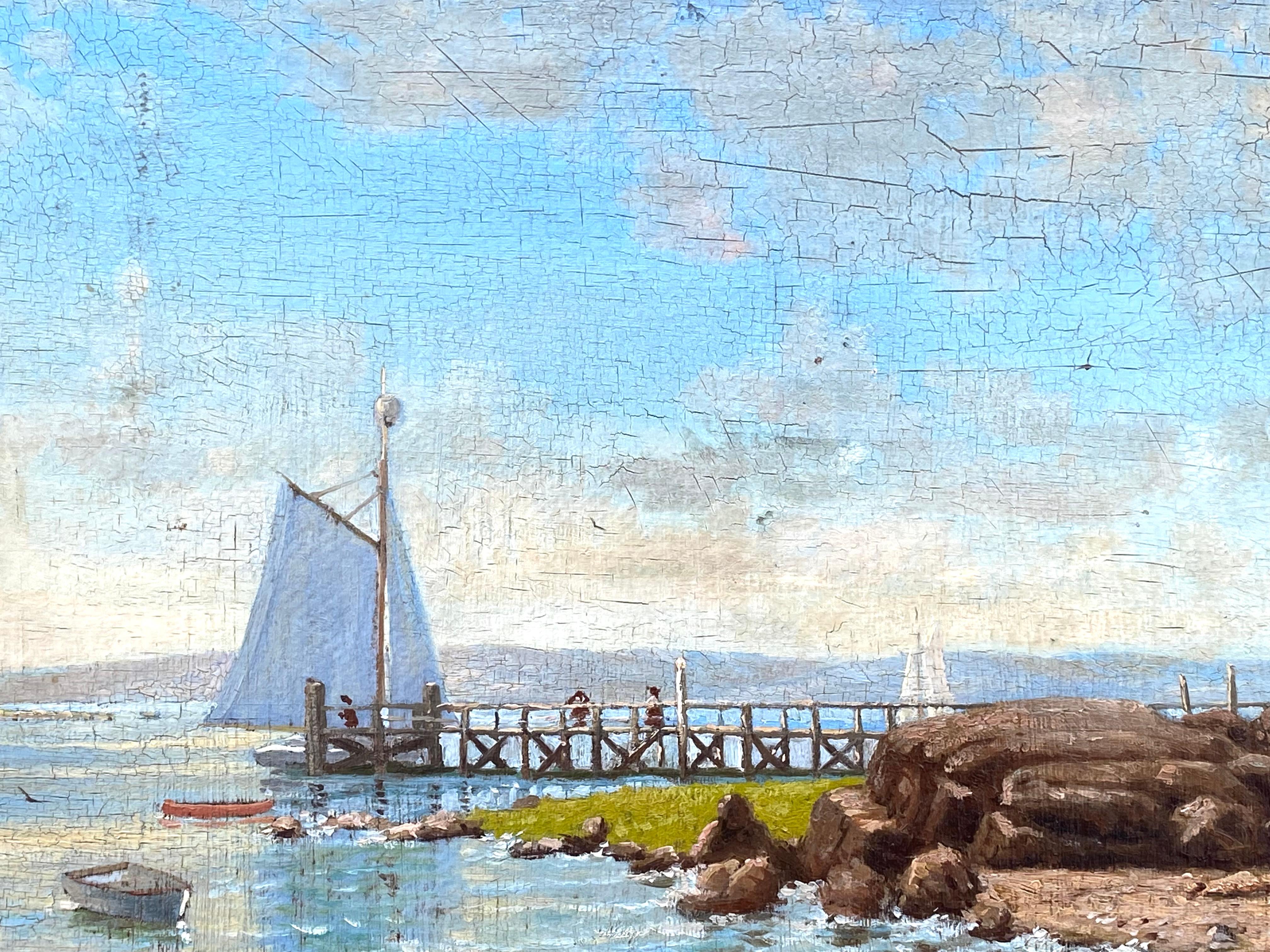 Segelboot im Dock – Painting von George Thompson Hobbs