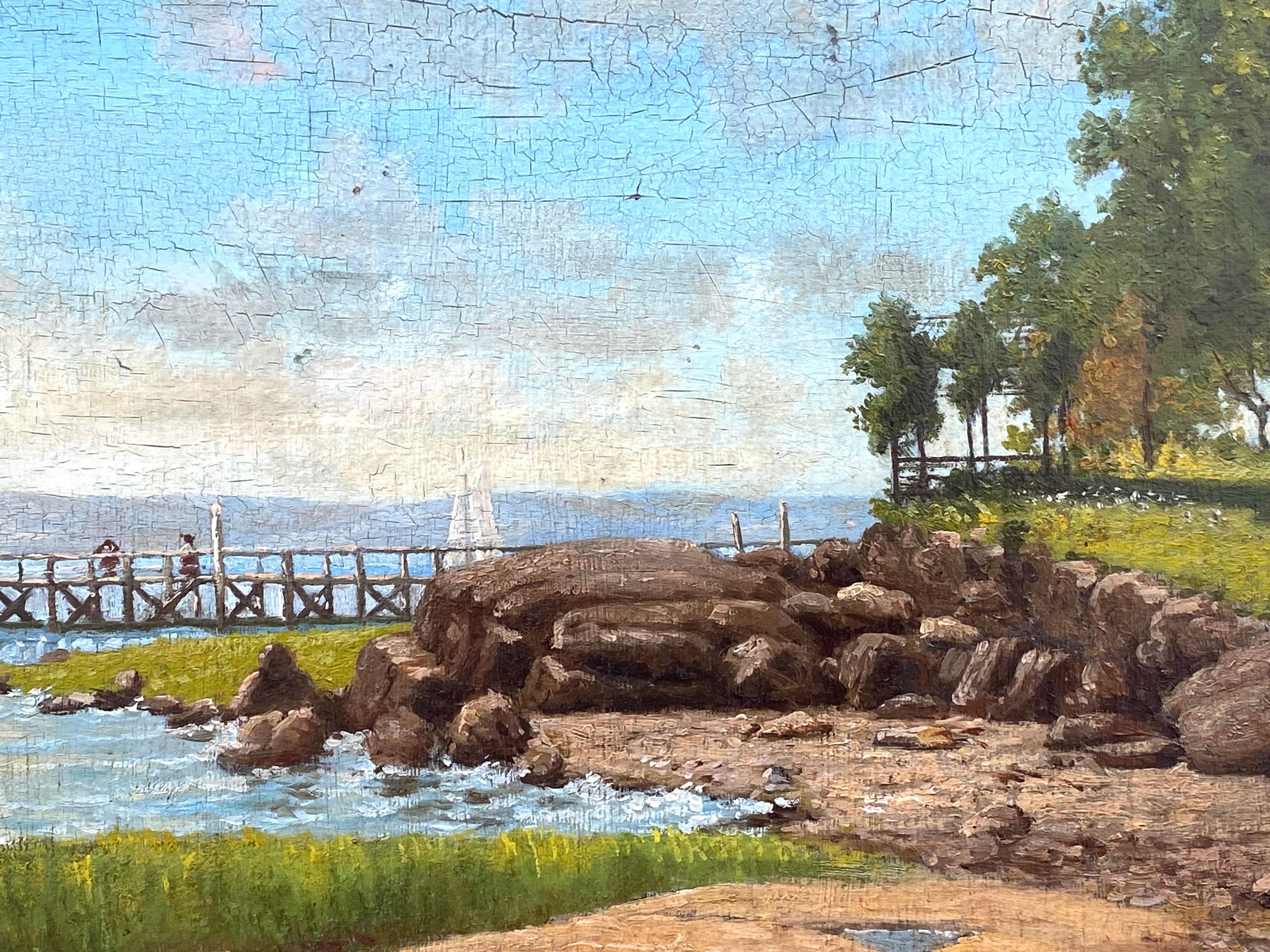Segelboot im Dock (Akademisch), Painting, von George Thompson Hobbs