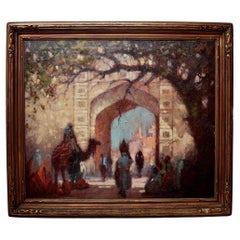 George Thompson Pritchard " City Gates, Morocco" 1878-1962 Oil on Canvas 