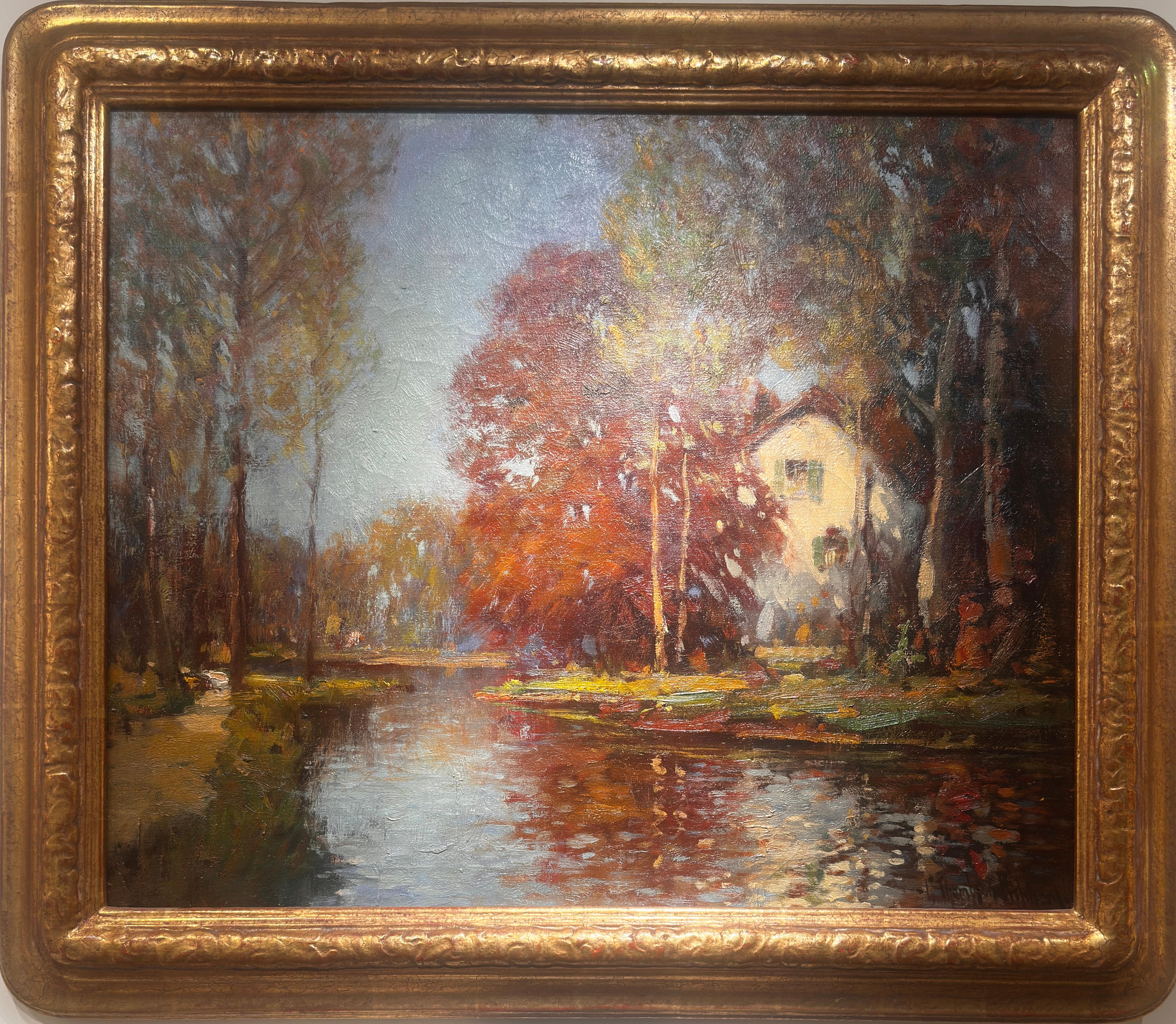 Landscape Painting de George Thompson Pritchard - Reflejos del río