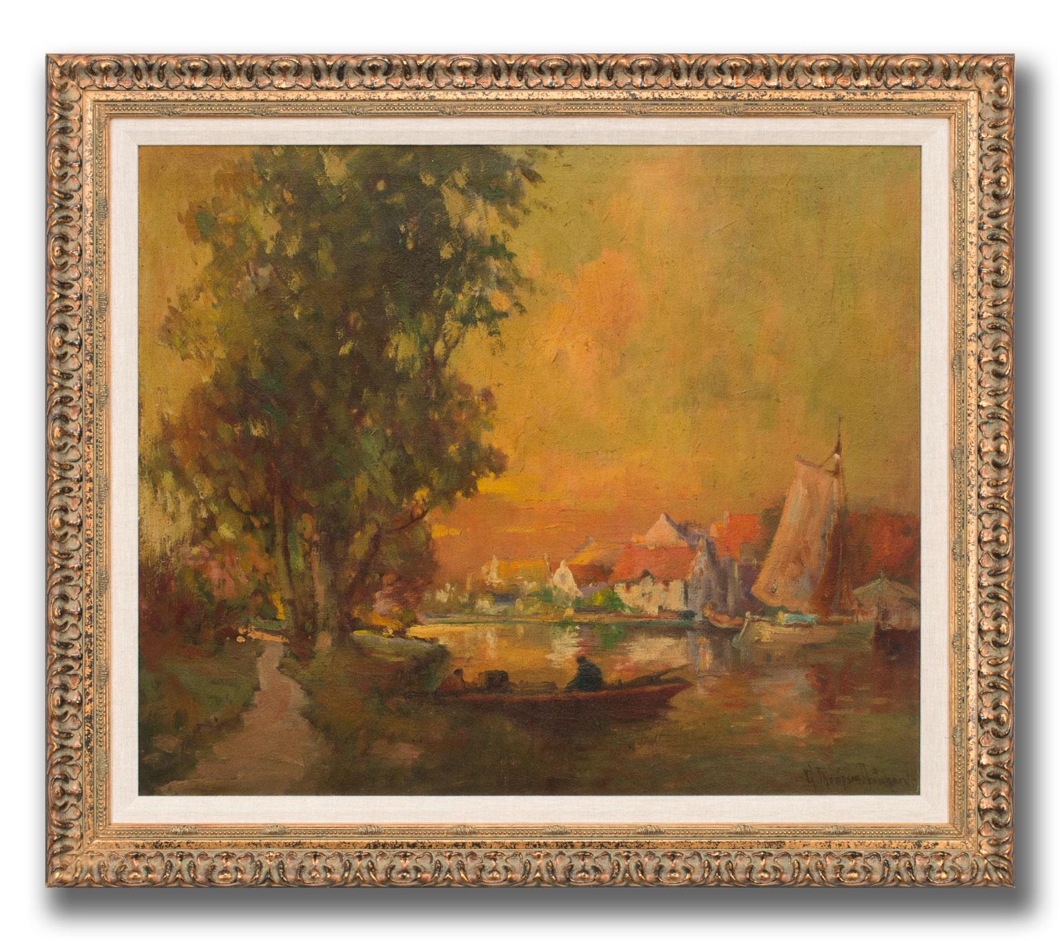 Peinture à l'huile impressionniste - Paysage fluvial de George Thompson Pritchard, encadrée en vente 1