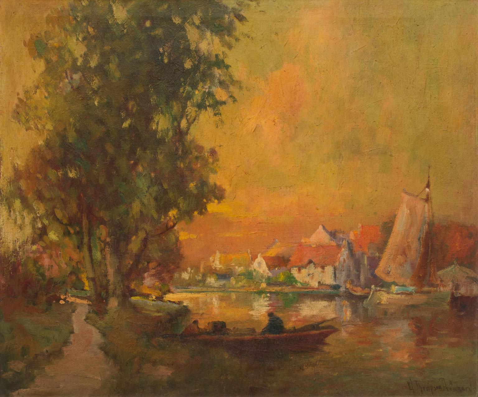Peinture à l'huile impressionniste - Paysage fluvial de George Thompson Pritchard, encadrée en vente 2
