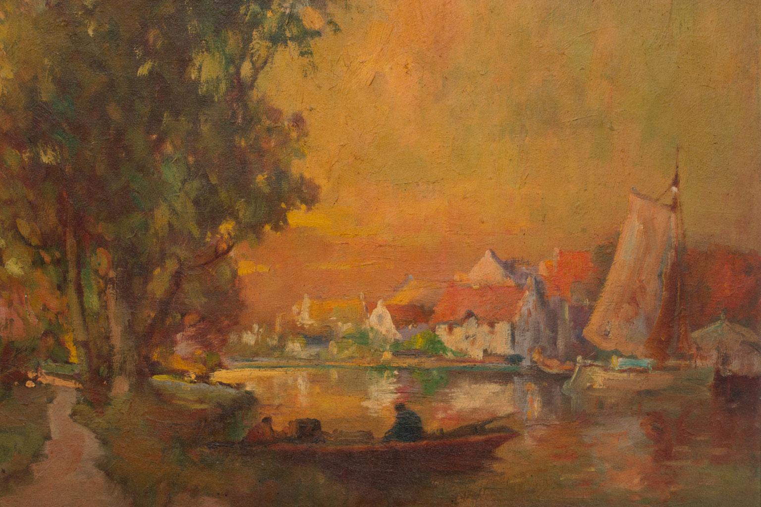 Peinture à l'huile impressionniste - Paysage fluvial de George Thompson Pritchard, encadrée en vente 3
