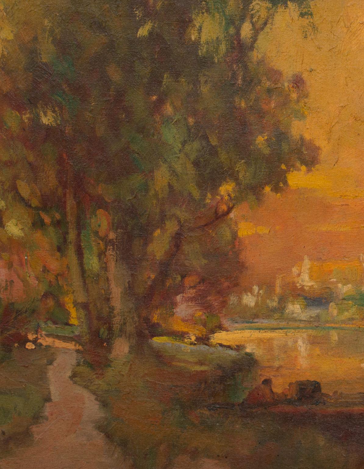 Riverscape Impressionist Oil Painting by George Thompson Pritchard, Framed For Sale 2
