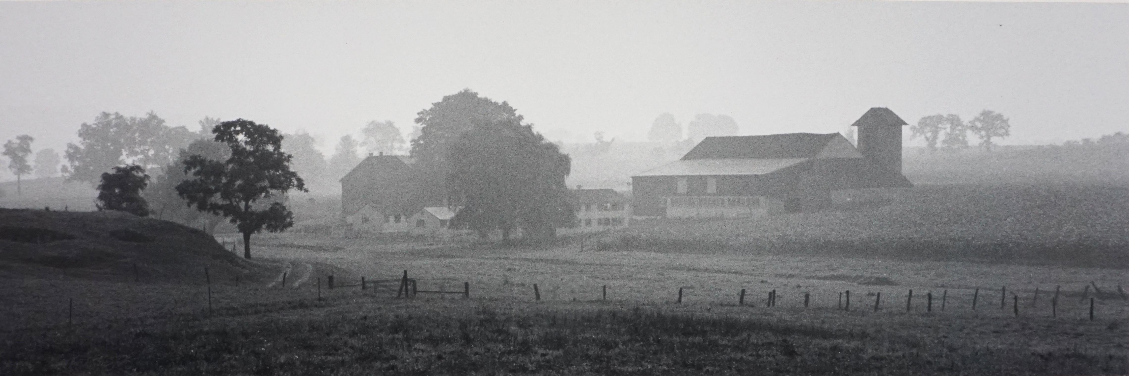 George Tice Black and White Photograph - Farm in Mist, Lancaster, PA, 1962