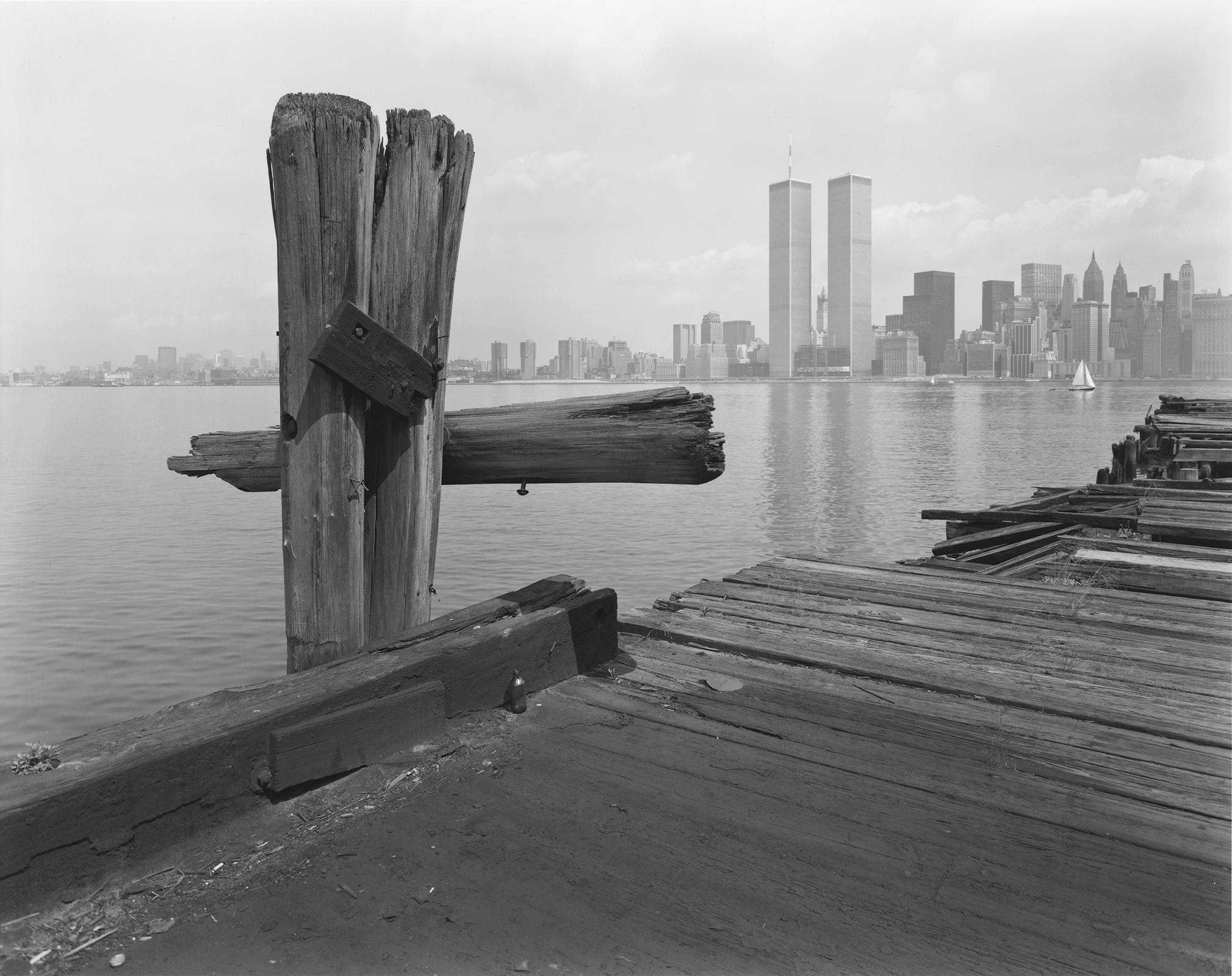George Tice Black and White Photograph - Hudson River Pier, Jersey City, NJ