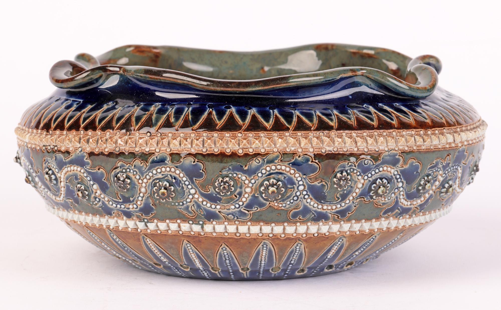 George Tinworth Doulton Lambeth Aesthetic Movement Pottery Bowl, 1879 For Sale 6