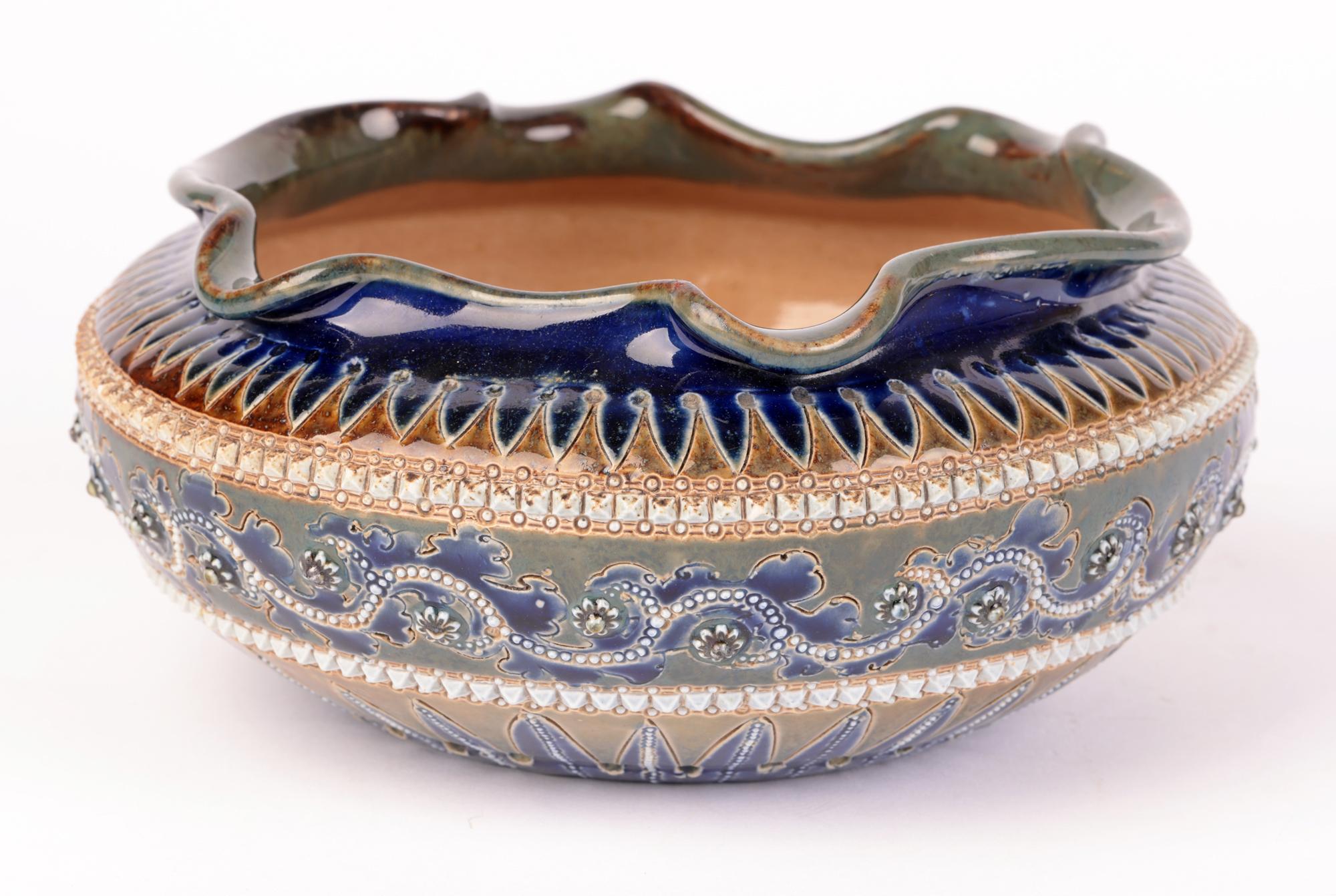 George Tinworth Doulton Lambeth Aesthetic Movement Pottery Bowl, 1879 For Sale 8