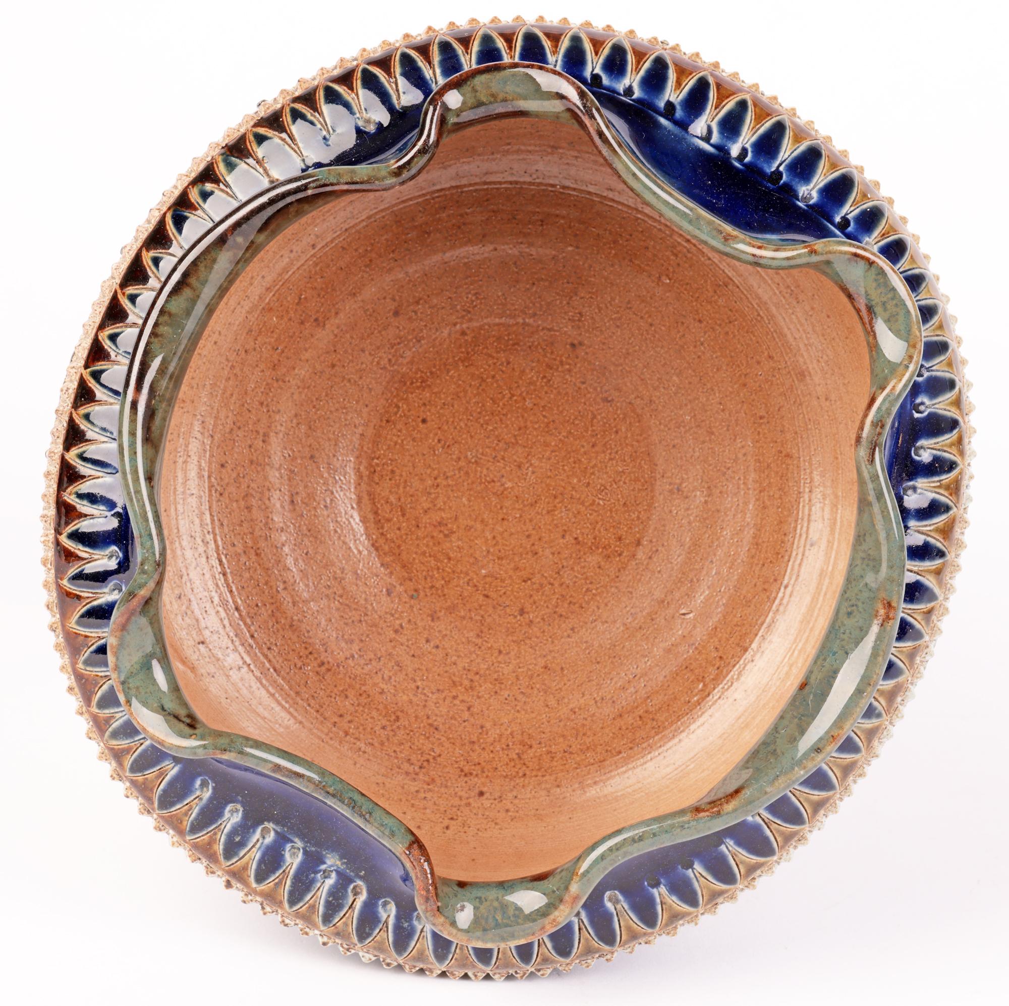 English George Tinworth Doulton Lambeth Aesthetic Movement Pottery Bowl, 1879 For Sale