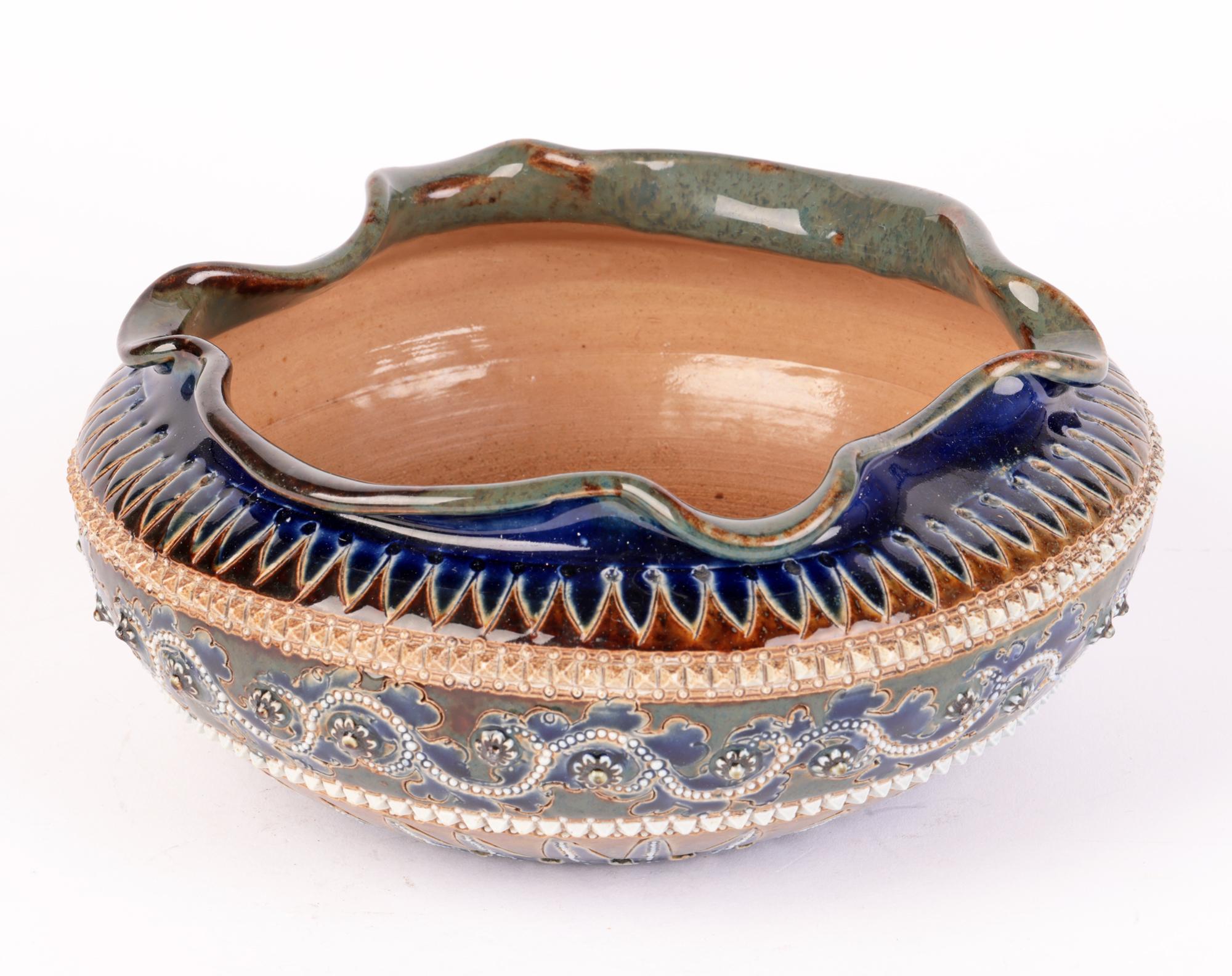 Late 19th Century George Tinworth Doulton Lambeth Aesthetic Movement Pottery Bowl, 1879 For Sale