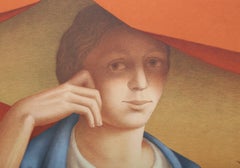 Mujer con una ramita de laurel, litografía moderna de George Tooker