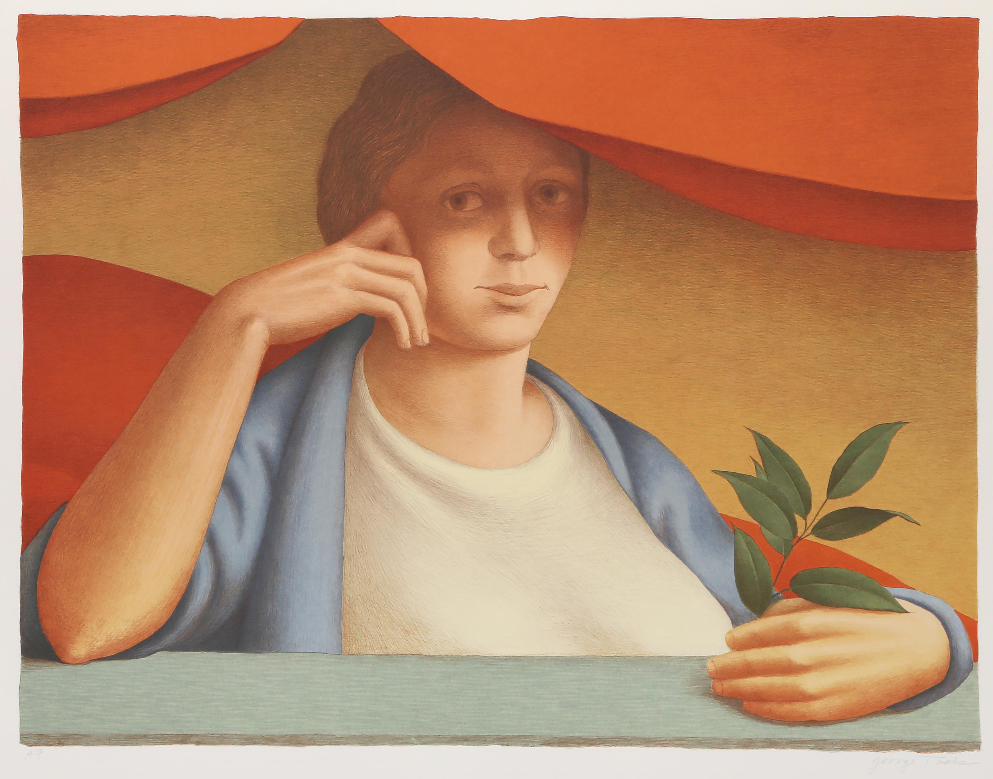 Artista: George Clair Tooker, Jr., americano (1920 - 2011)
Titolo: Donna con un ramoscello di alloro
Anno: 1978
Medio: Litografia a colori, firmata e numerata a matita
Edizione: AP
Immagine: 17,5 x 23,5 pollici
Formato carta: 22,5 x 28,5 pollici