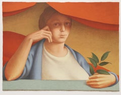 Donna con un ramoscello di alloro, litografia moderna di George Tooker