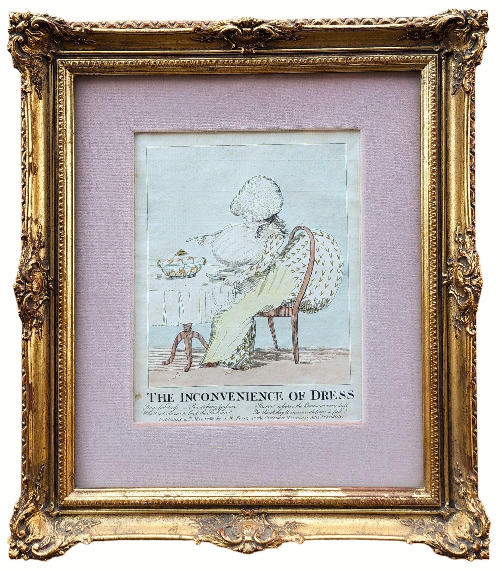 The Inconvenience of Dress, Art de la caricature britannique - Print de George Townley Stubbs