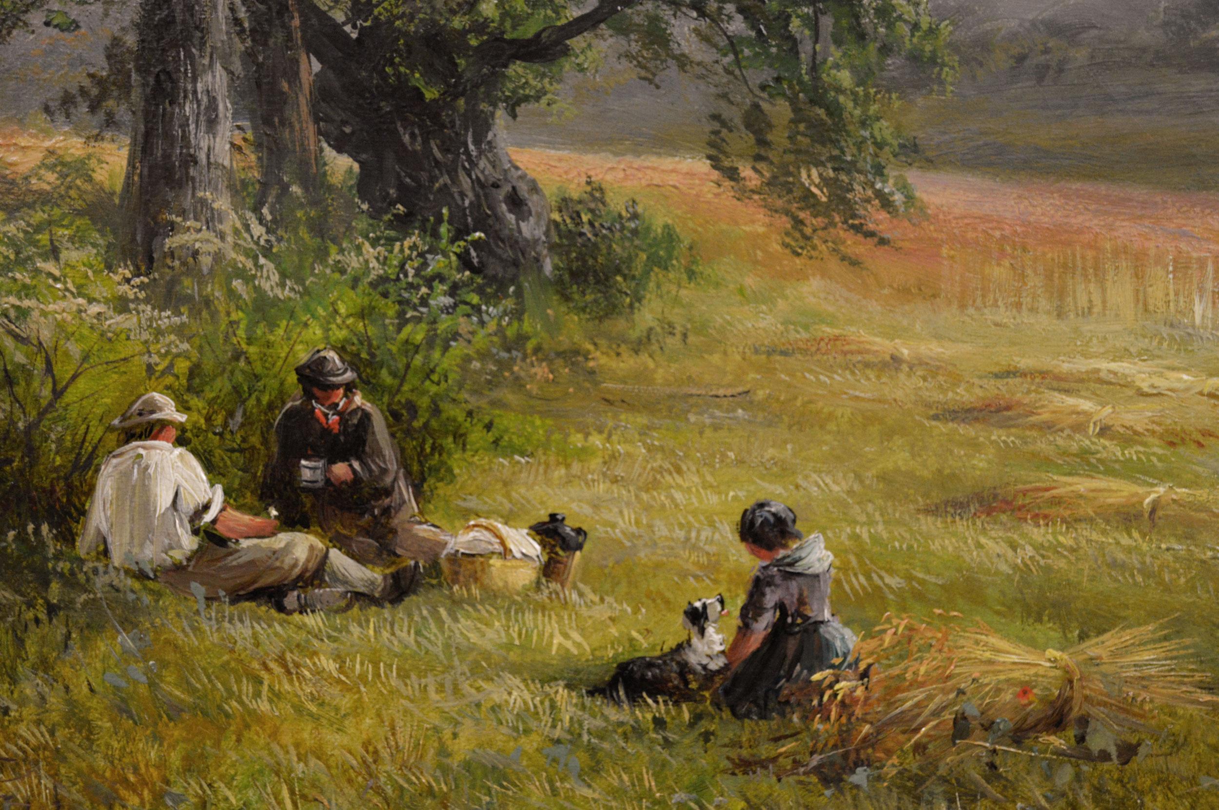 Paesaggio del XIX secolo dipinto ad olio con un raccolto nel Derbyshire - Painting Vittoriano di George Turner
