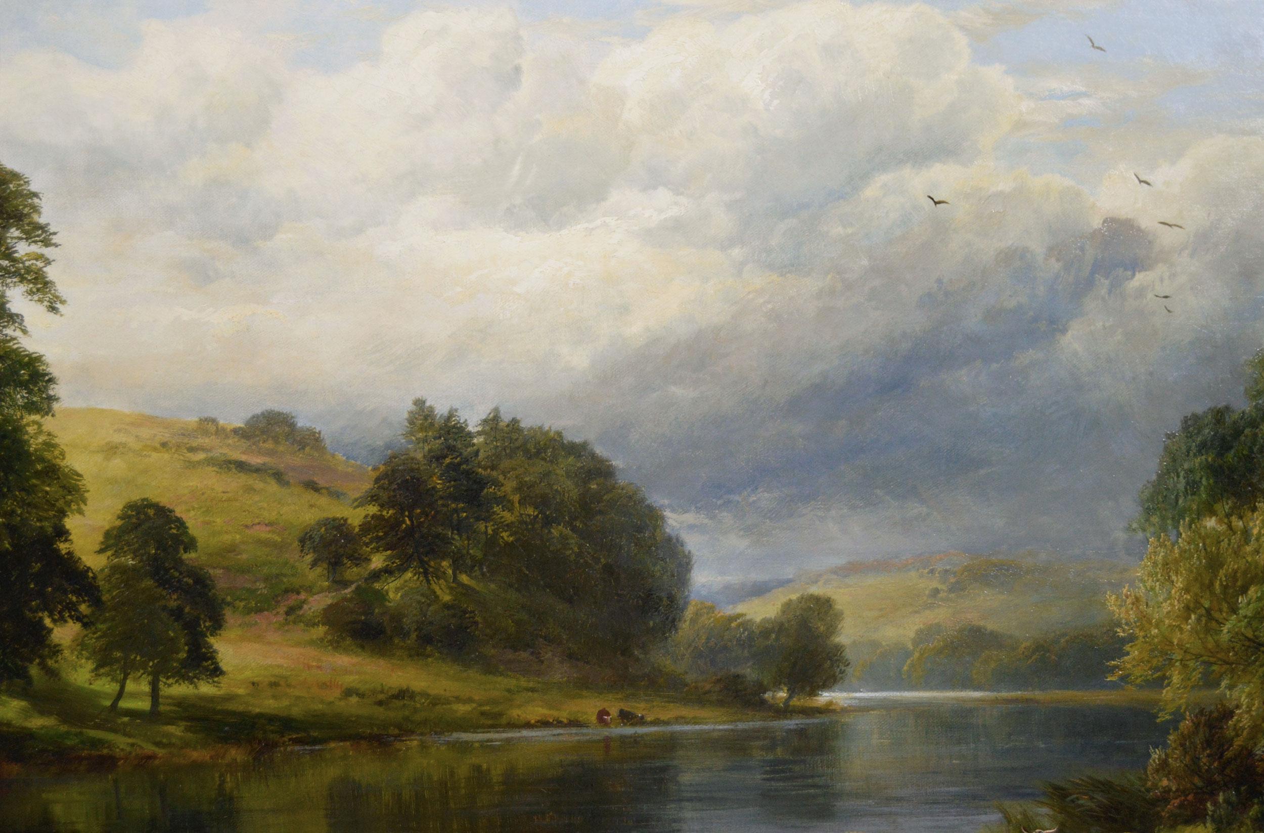 George Turner 
Britannico, (1843-1910)
Il Trent vicino a Ingleby
Olio su tela, firmato e datato (18)75
Dimensioni dell'immagine: 23 pollici x 39. 5 pollici 
Dimensioni comprensive di cornice: 32,25 pollici x 48,75 pollici
Provenienza: Frost &