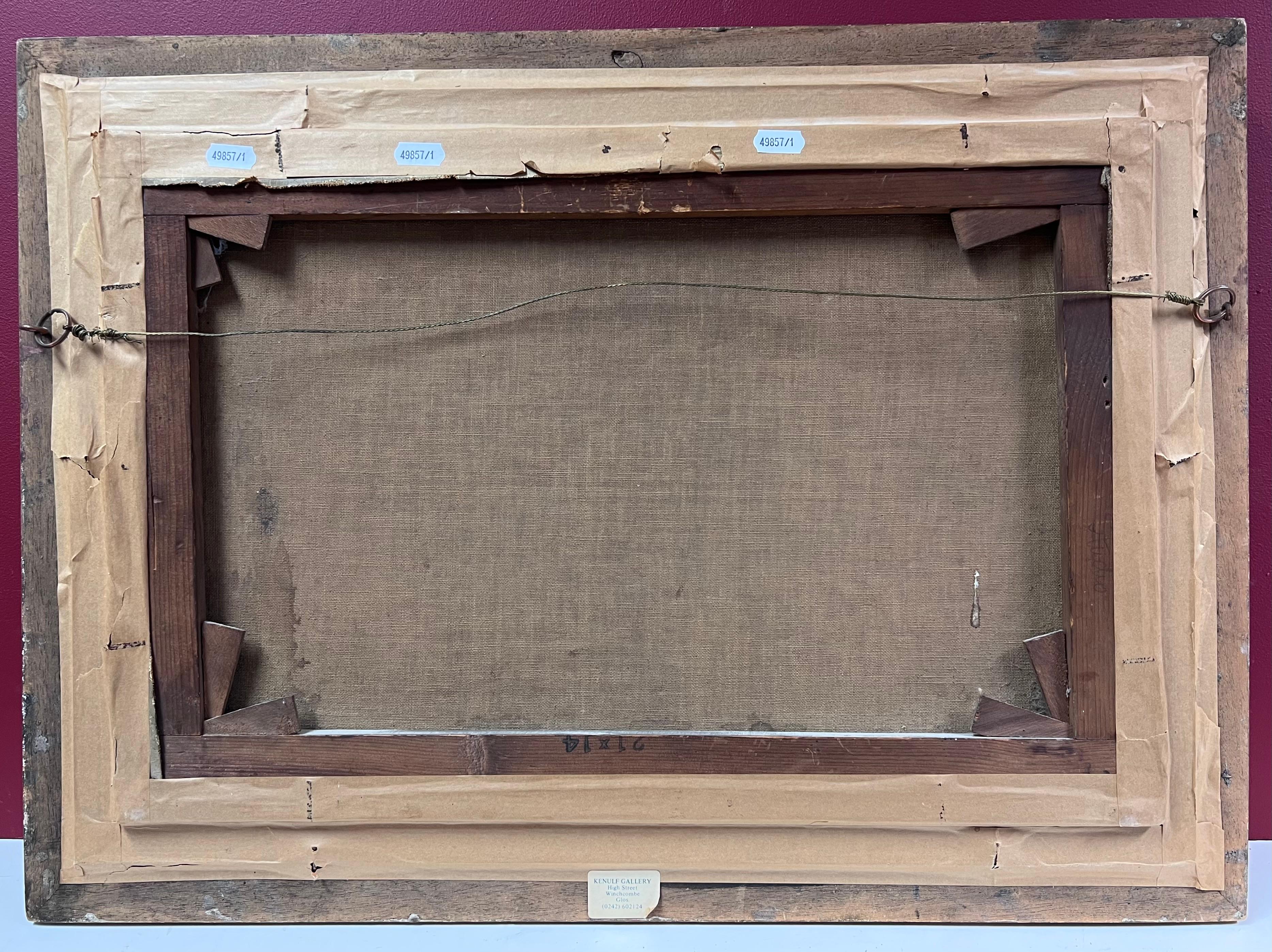 Ancienne peinture à l'huile anglaise d'un chemin de fer des bois d'automne dans un cadre doré en vente 6