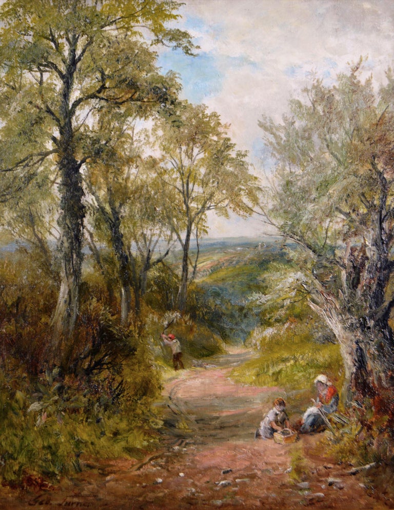 Landscape oil painting of a Derbyshire lane  - Painting by George Turner