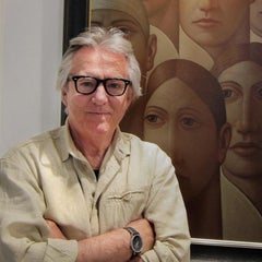 "FACES"  oil on canvas by Ziggy Stardust LP cover artist 44x34" framed