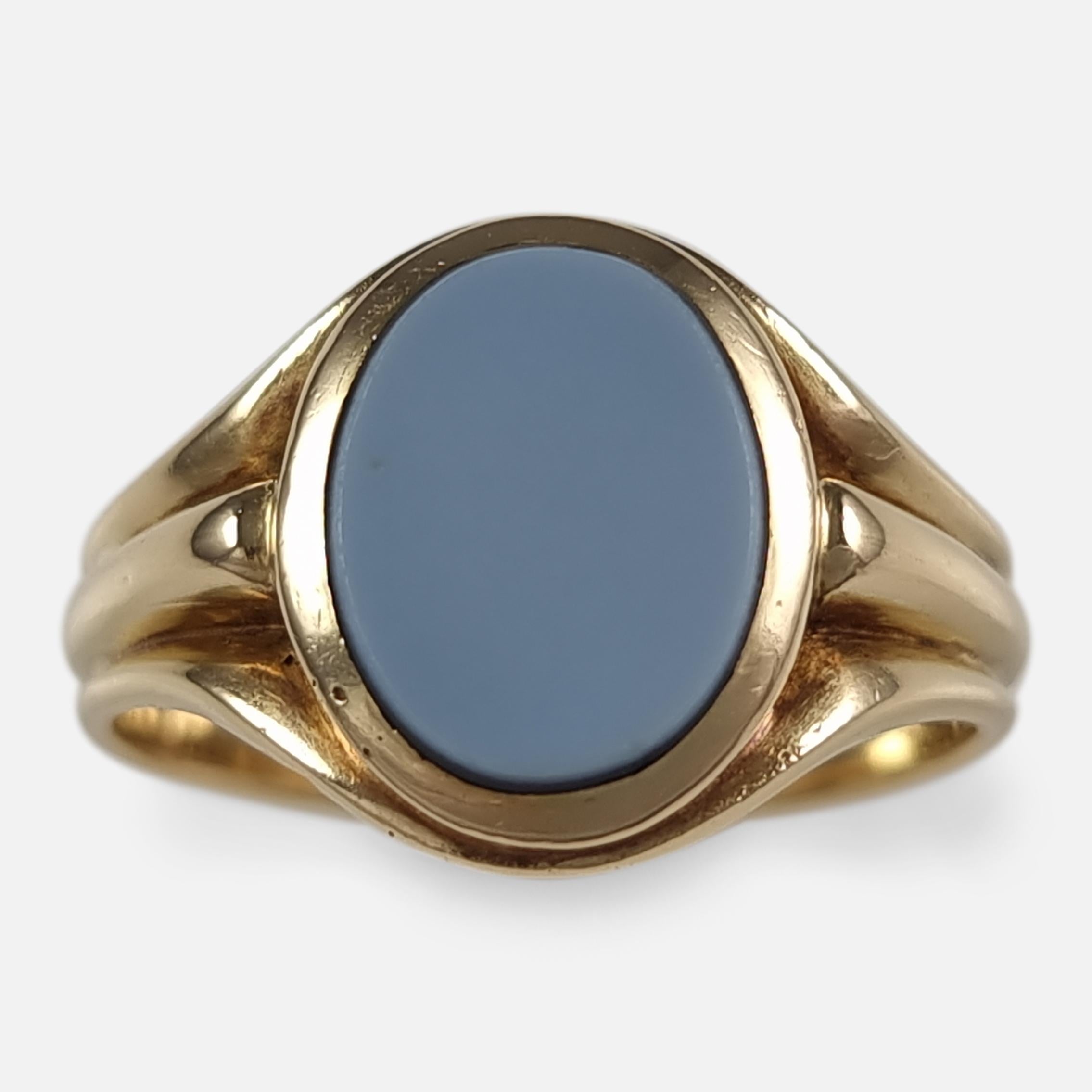 George V 18ct Gold Banded Onyx Signet Ring, 1912 6