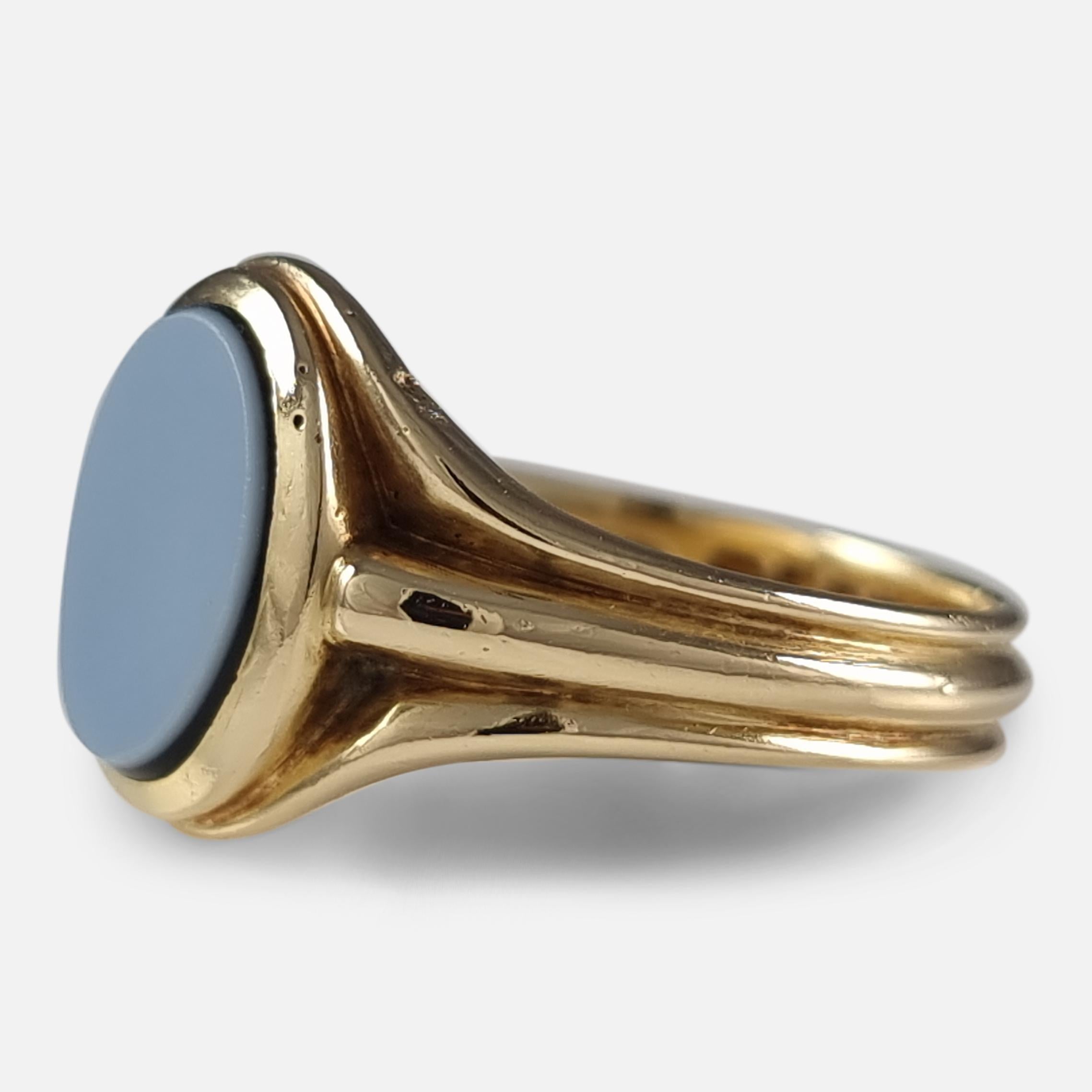 George V 18ct Gold Banded Onyx Signet Ring, 1912 3