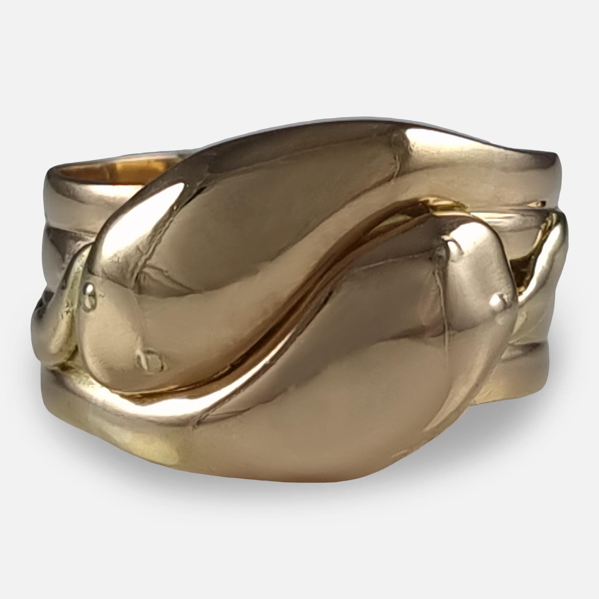 Women's or Men's George V 18ct Gold Double Snake Ring - 1917 For Sale