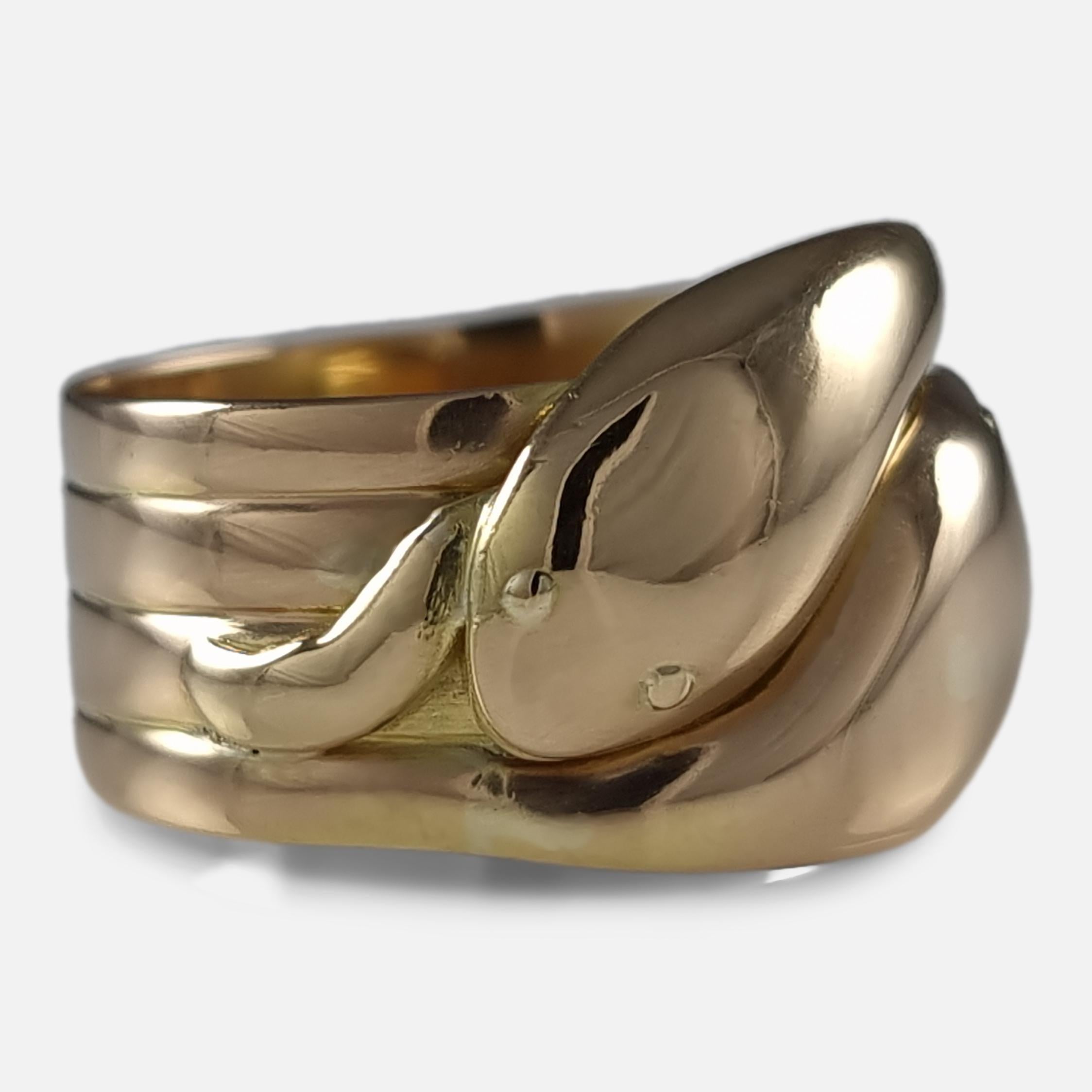 George V 18ct Gold Double Snake Ring - 1917 For Sale 1