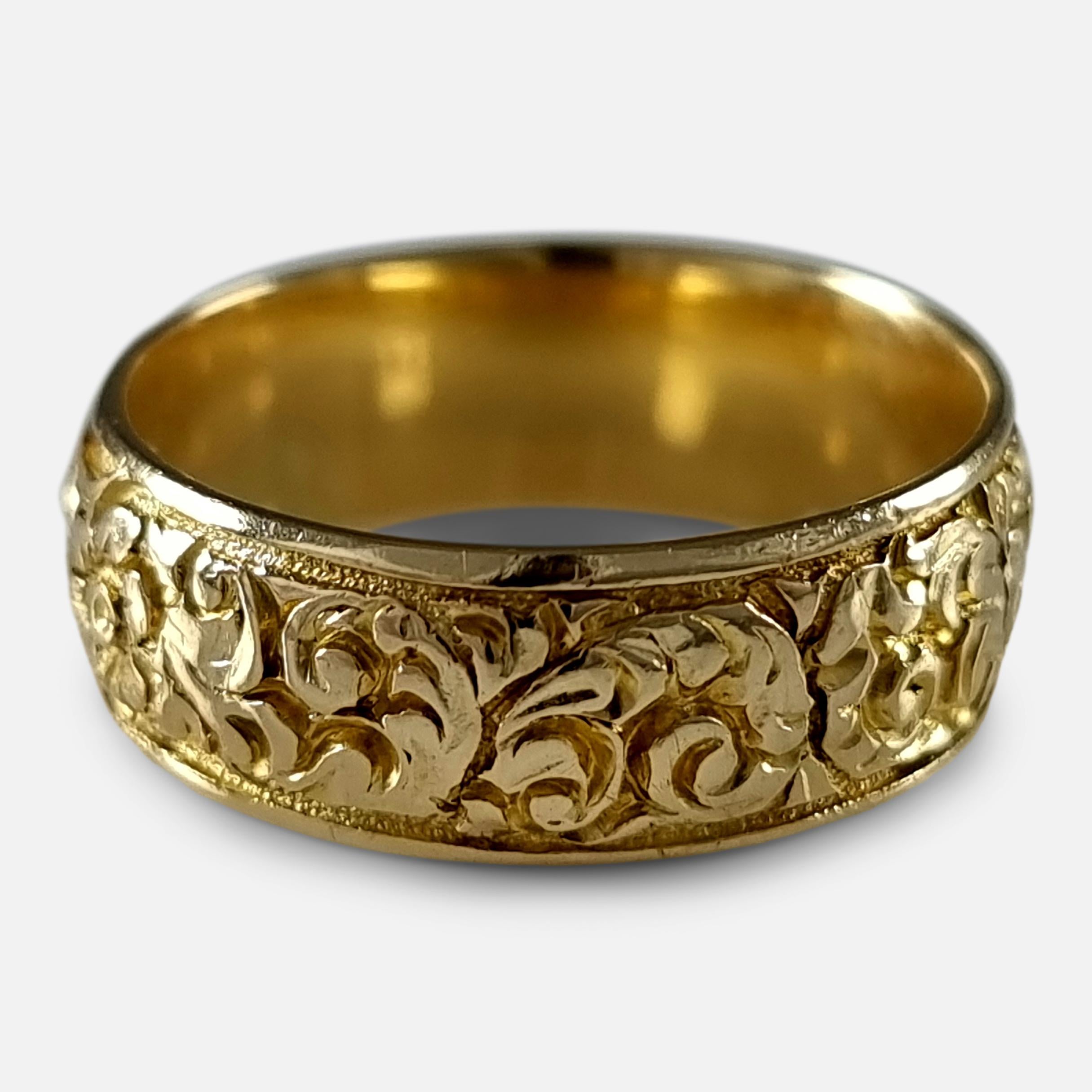 George V 18 Carat Gold Engraved Keeper Ring, 1926 1