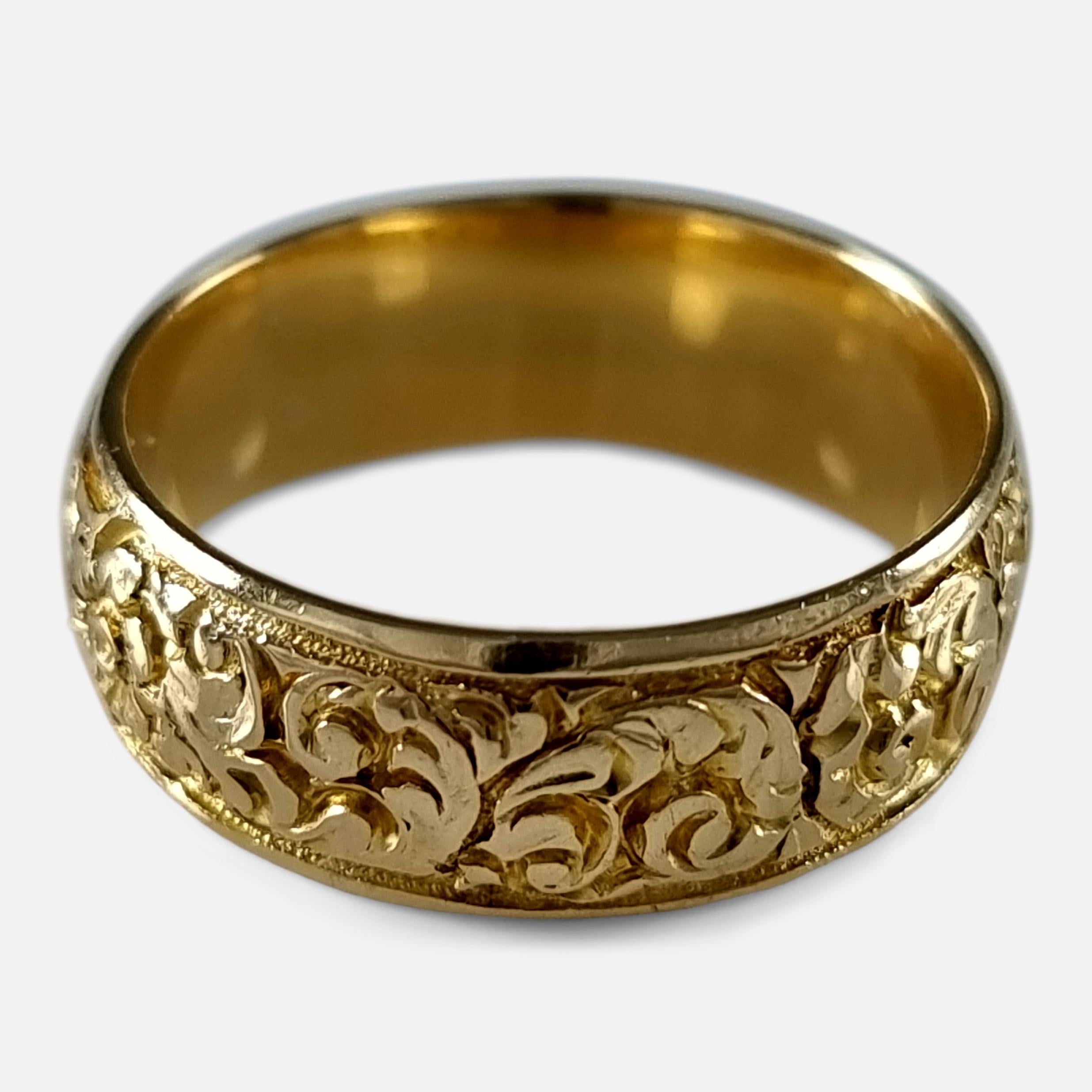 George V 18 Carat Gold Engraved Keeper Ring, 1926 2