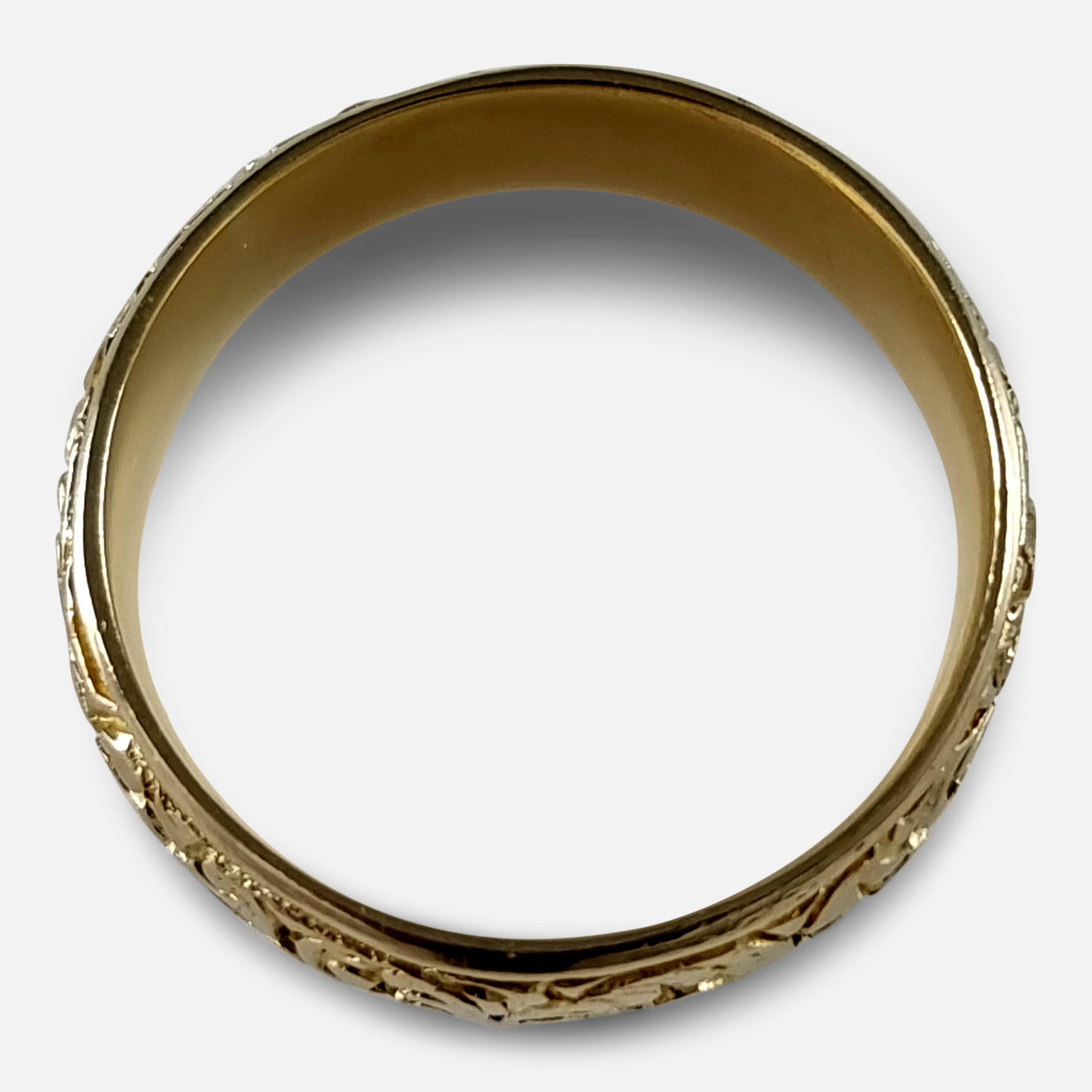 George V 18 Carat Gold Engraved Keeper Ring, 1926 4