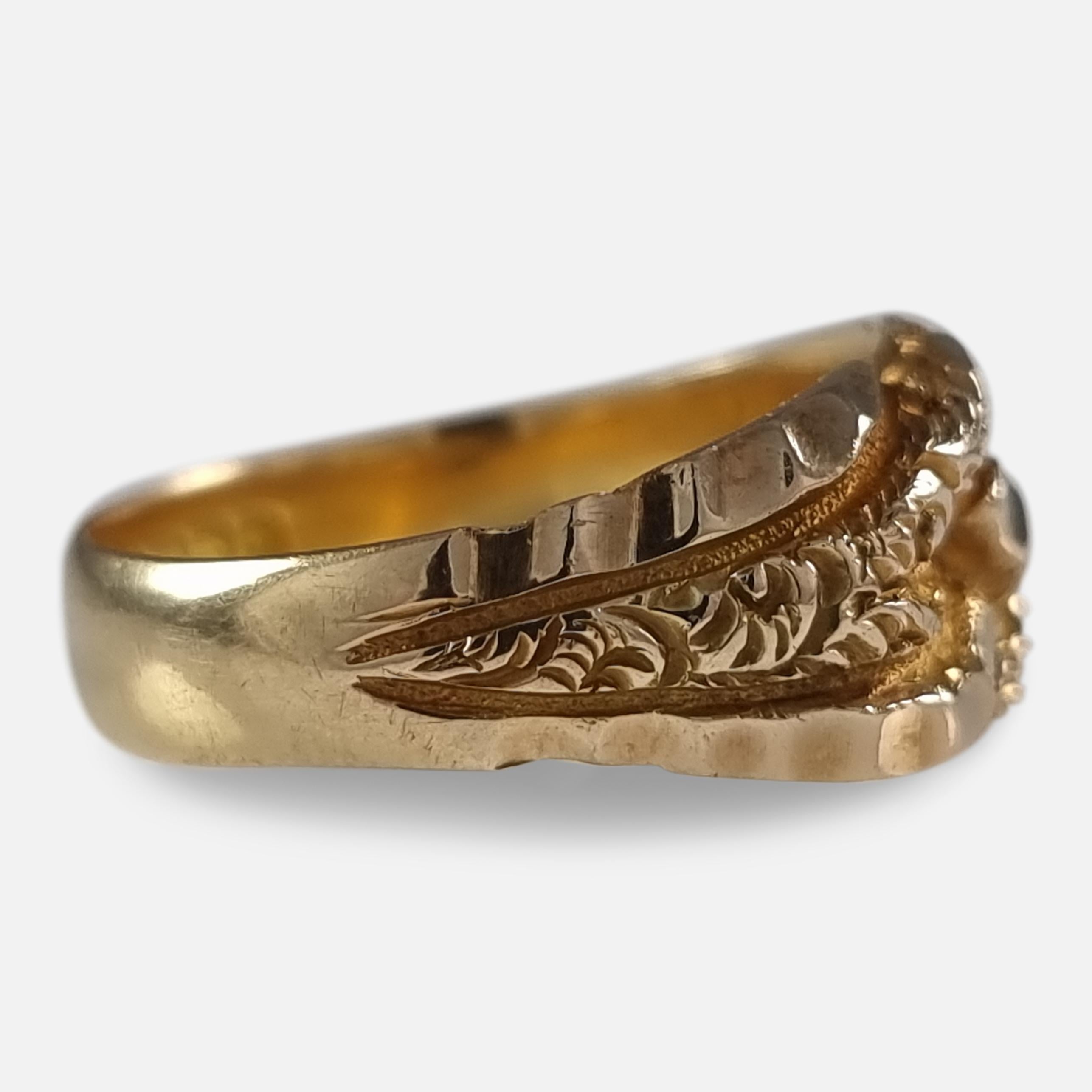 Women's or Men's George V 18ct Gold Keeper Ring, 1915 For Sale