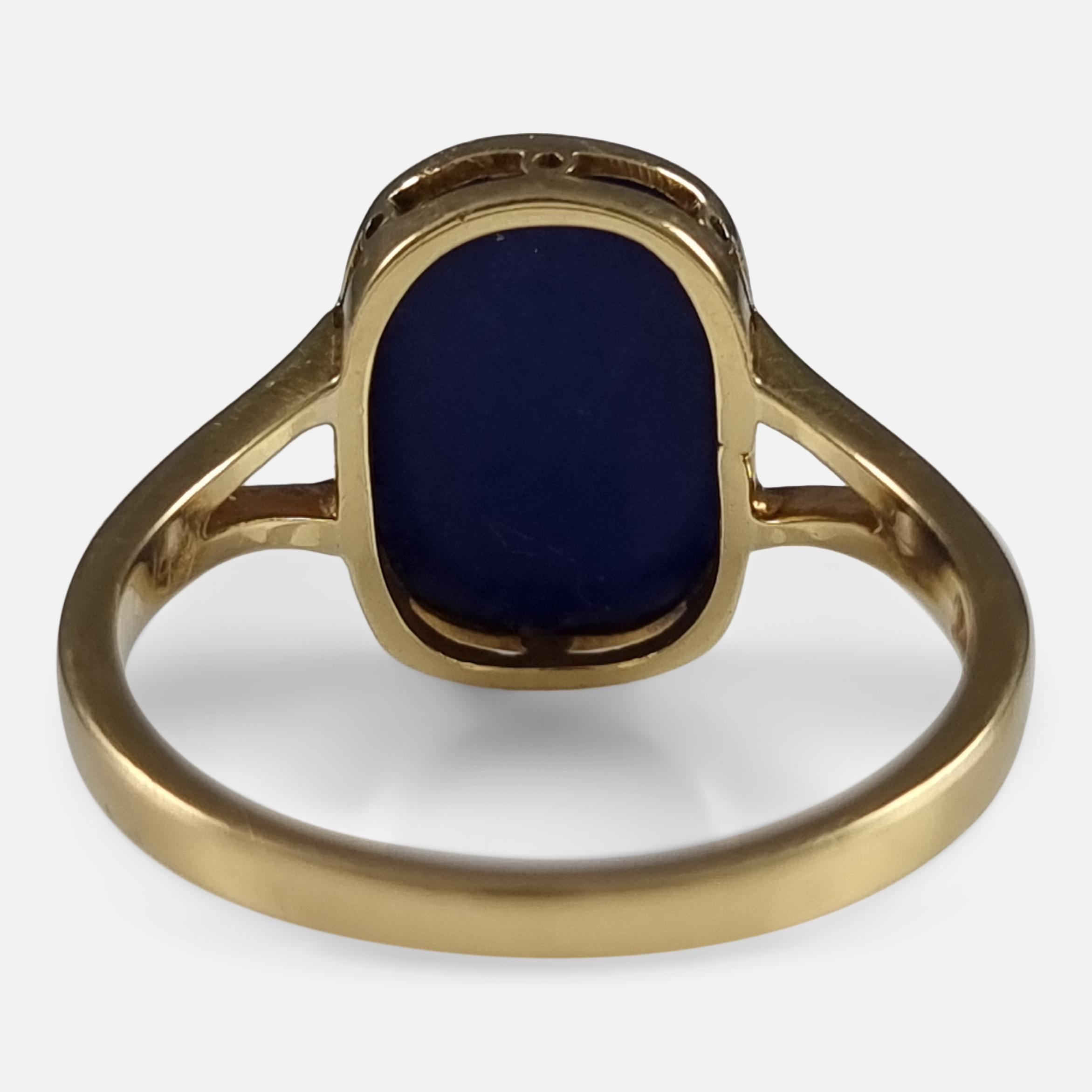 George V 18ct Gold Lapis Lazuli Ring, 1916 In Good Condition In Glasgow, GB