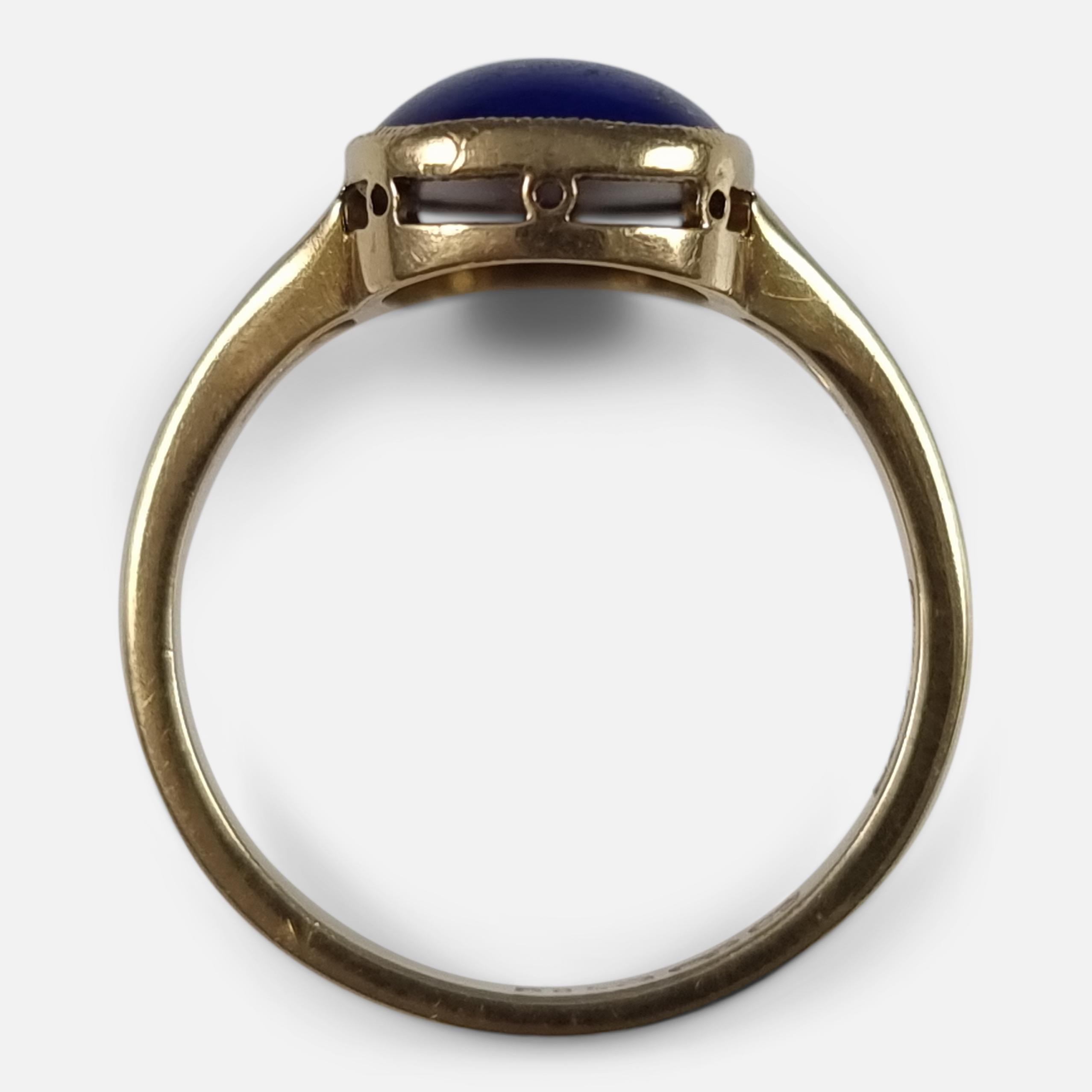Women's or Men's George V 18ct Gold Lapis Lazuli Ring, 1916