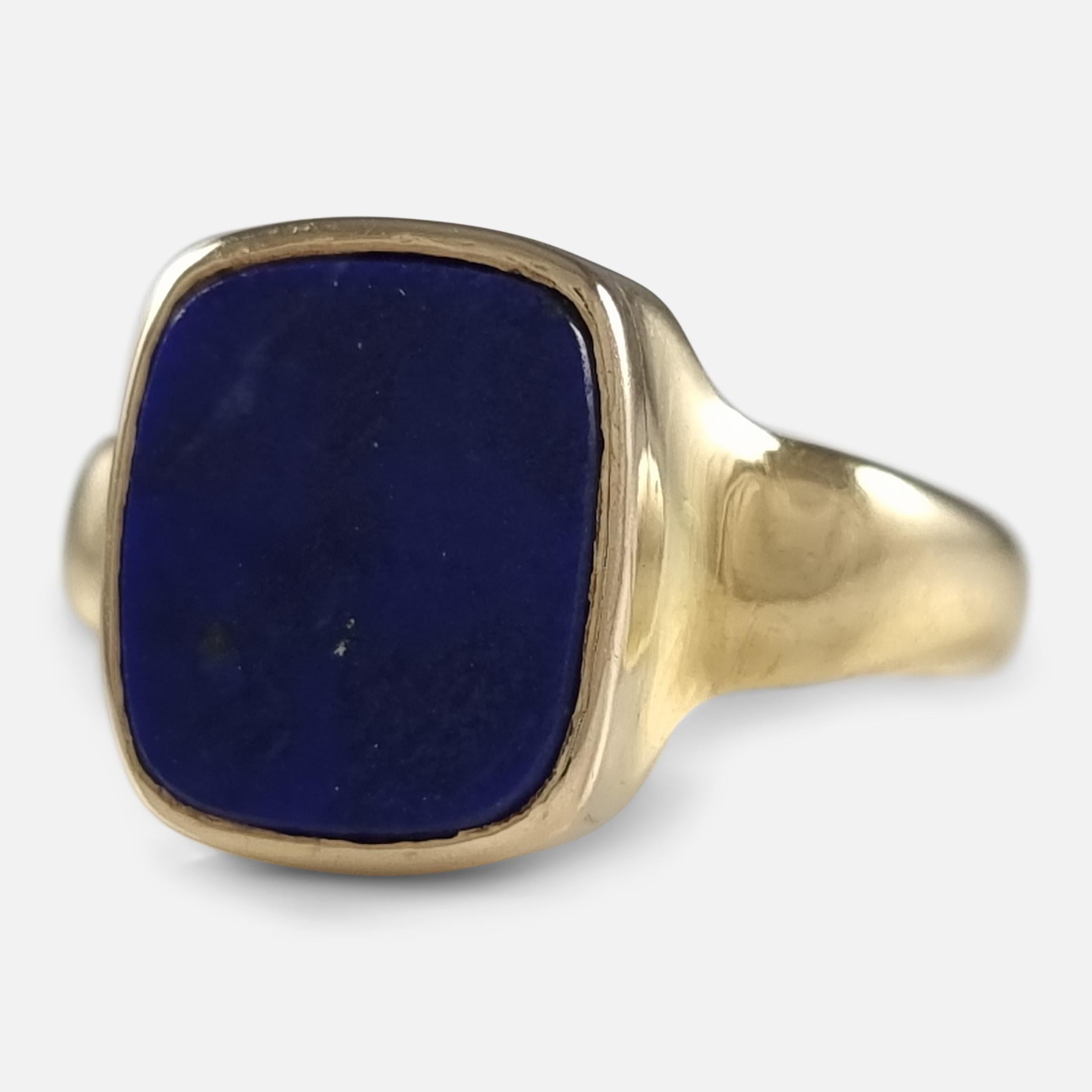 George V 18ct Gold Lapis Lazuli Signet Ring 1