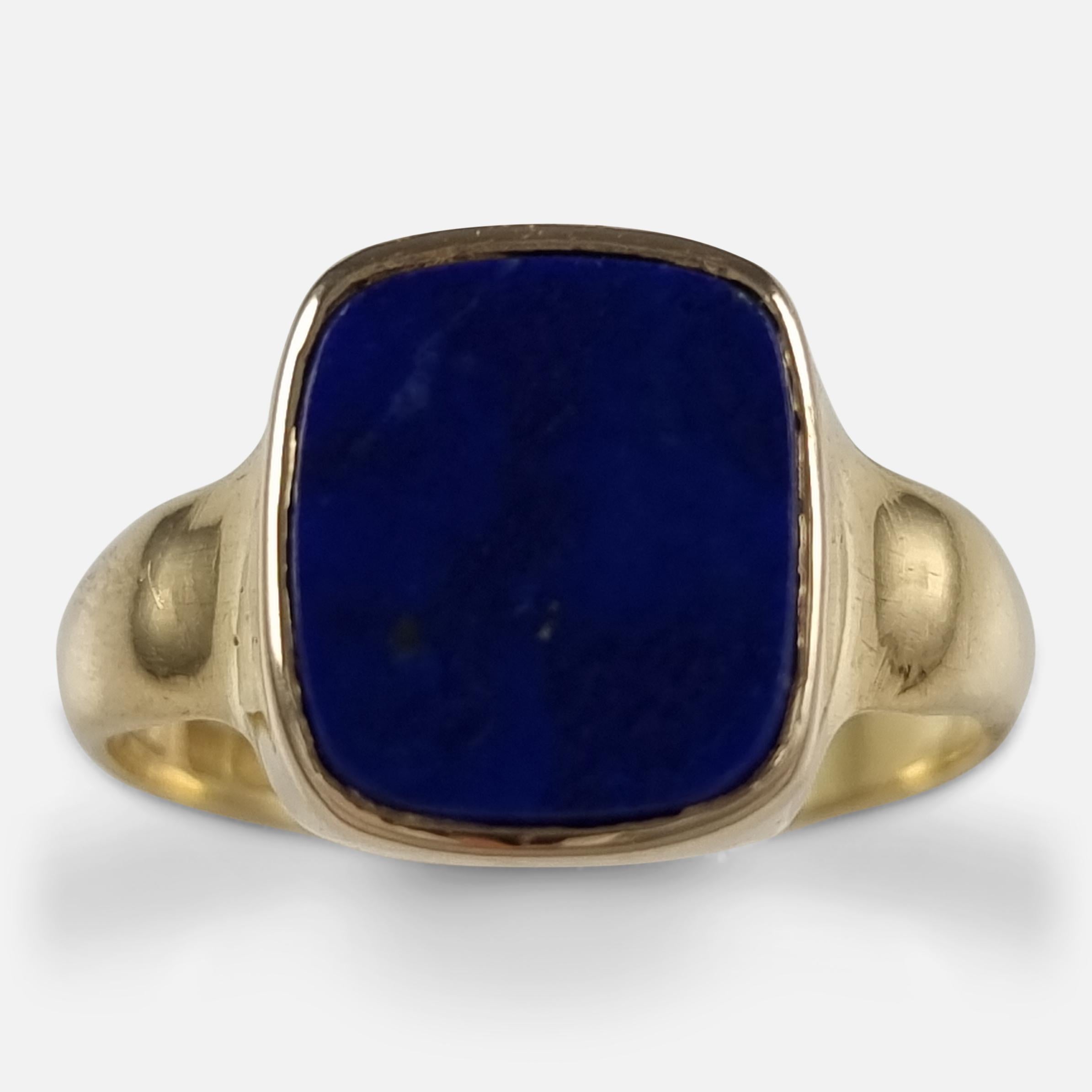George V 18ct Gold Lapis Lazuli Signet Ring 3