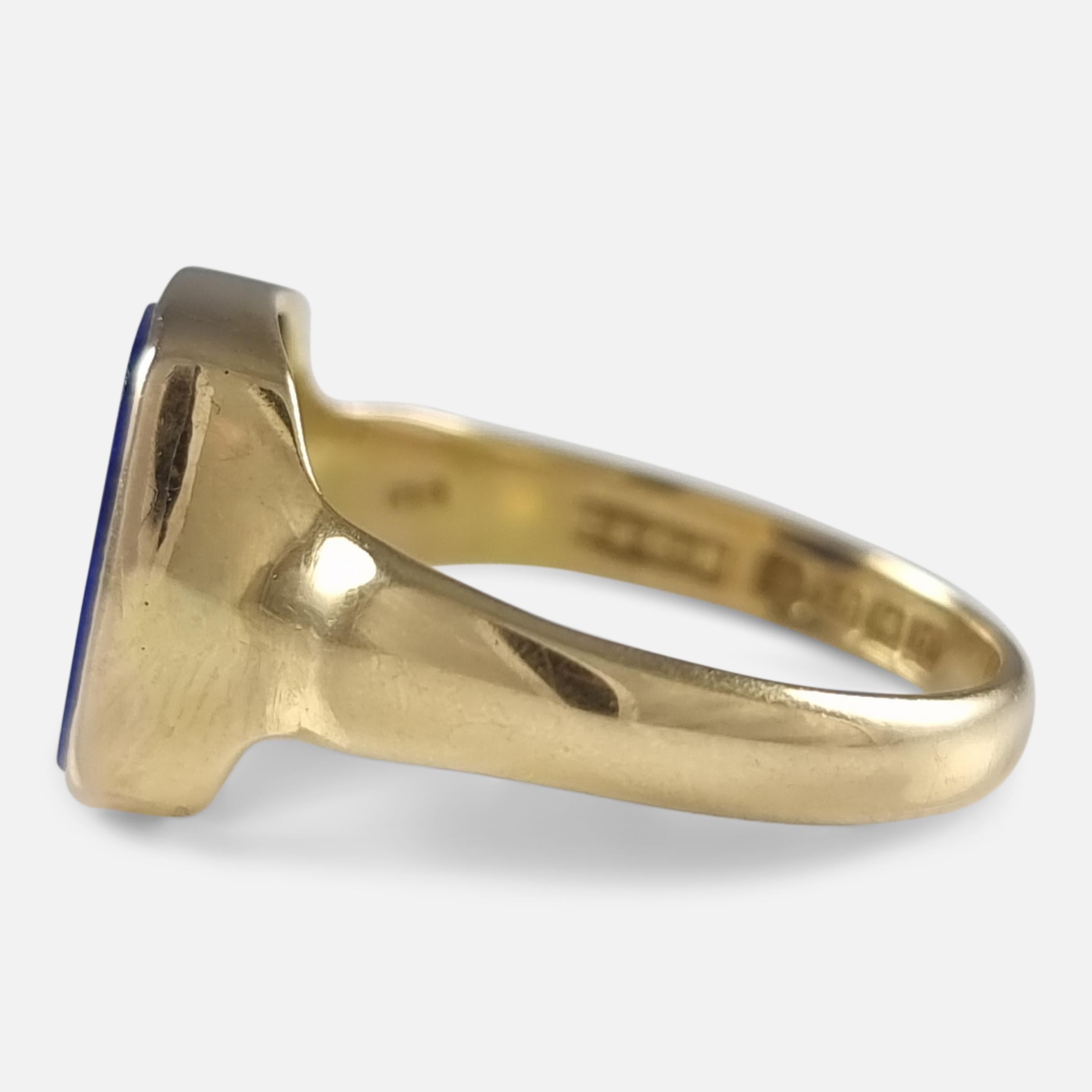George V 18ct Gold Lapis Lazuli Signet Ring In Good Condition In Glasgow, GB