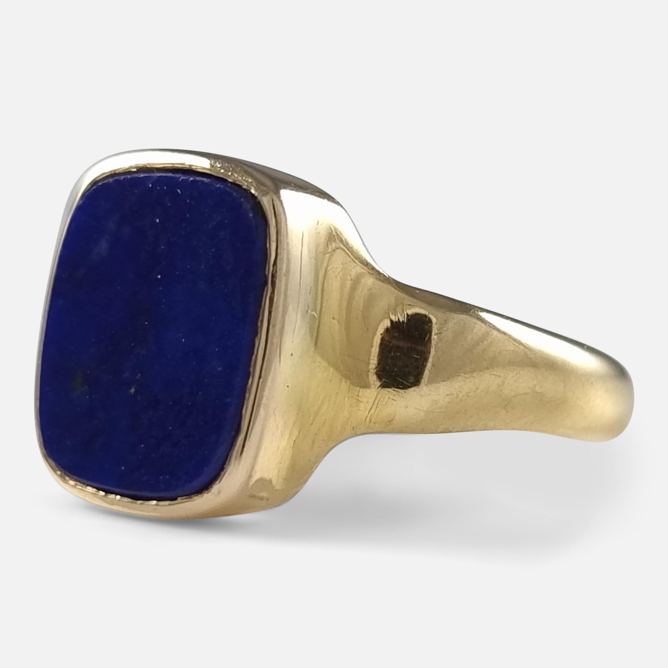 Women's or Men's George V 18ct Gold Lapis Lazuli Signet Ring