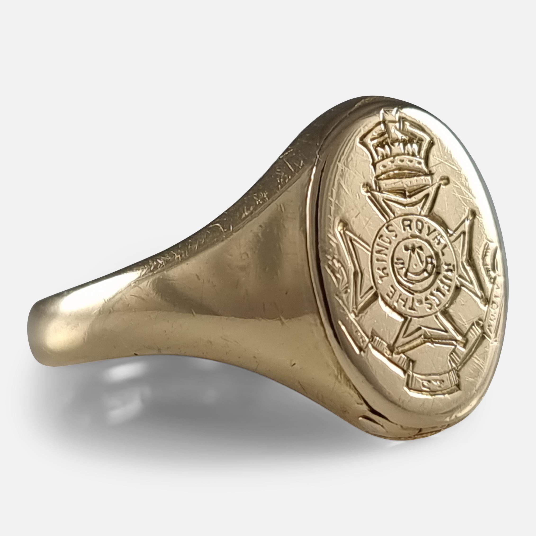 George V, bague médaillon portrait en or 18 carats, Royal Rifle Corps Unisexe en vente