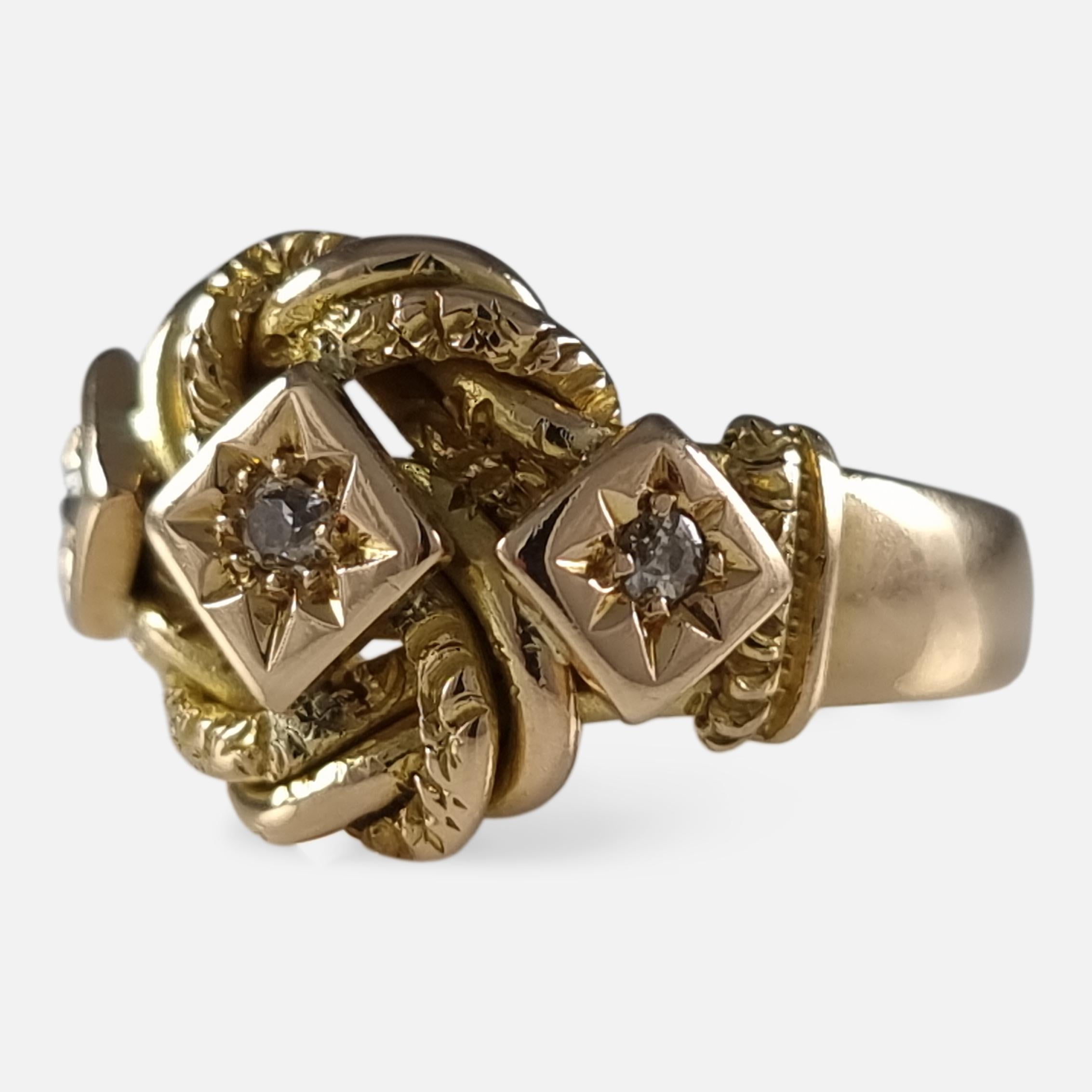 George V Bague à nœud en or jaune 18 carats et diamants, 1919 en vente 5