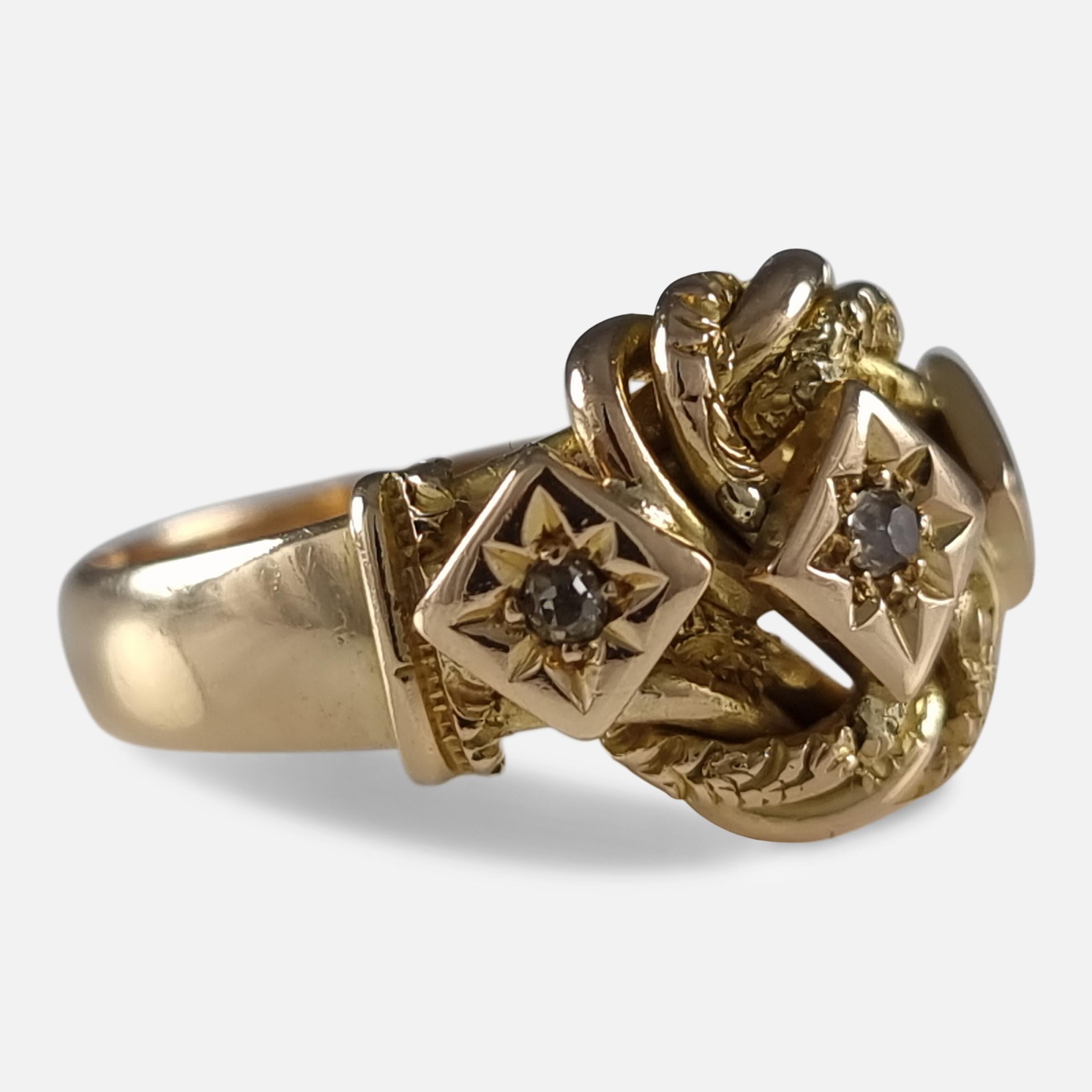 Old Mine Cut George V 18 Carat Yellow Gold Diamond Knot Ring, 1919 For Sale