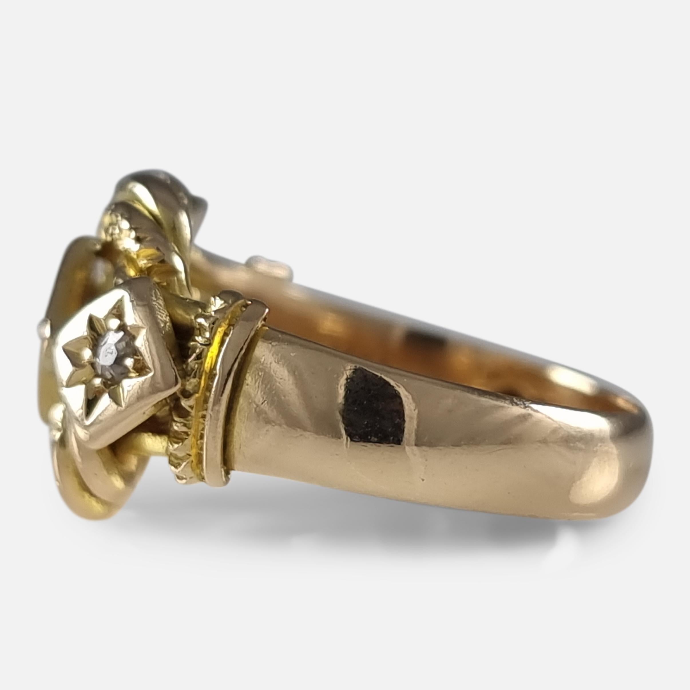 George V 18 Carat Yellow Gold Diamond Knot Ring, 1919 For Sale 2