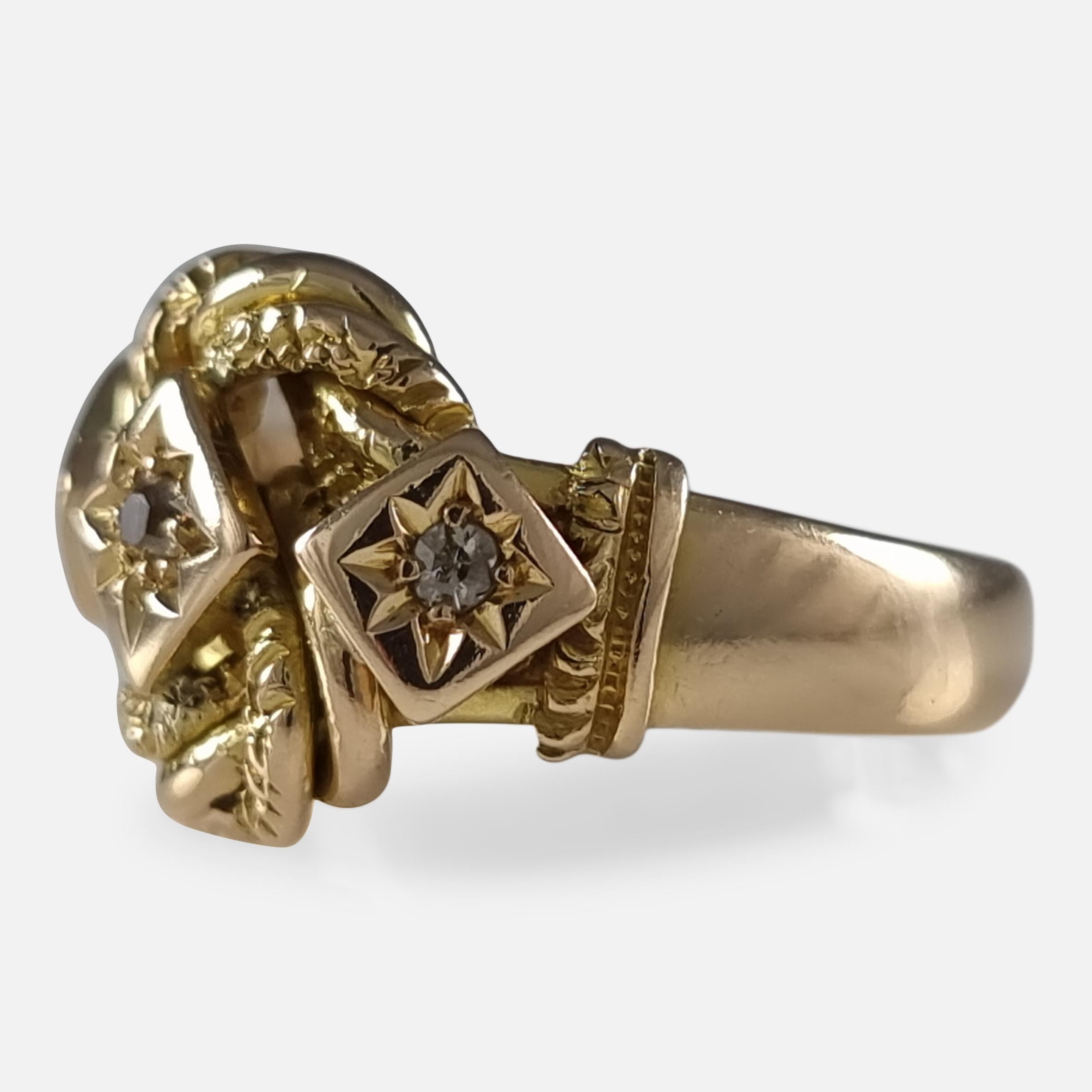 George V 18 Carat Yellow Gold Diamond Knot Ring, 1919 For Sale 3