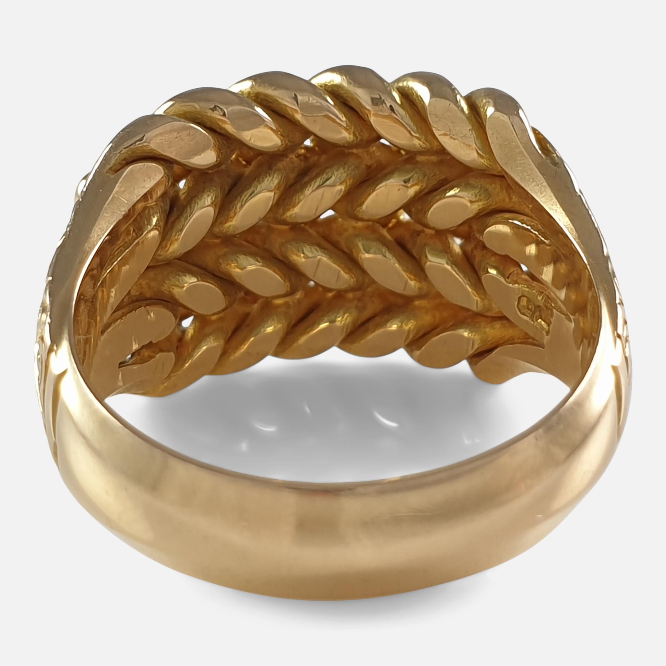 Women's or Men's George V 18ct Yellow Gold Keeper Ring, 1913