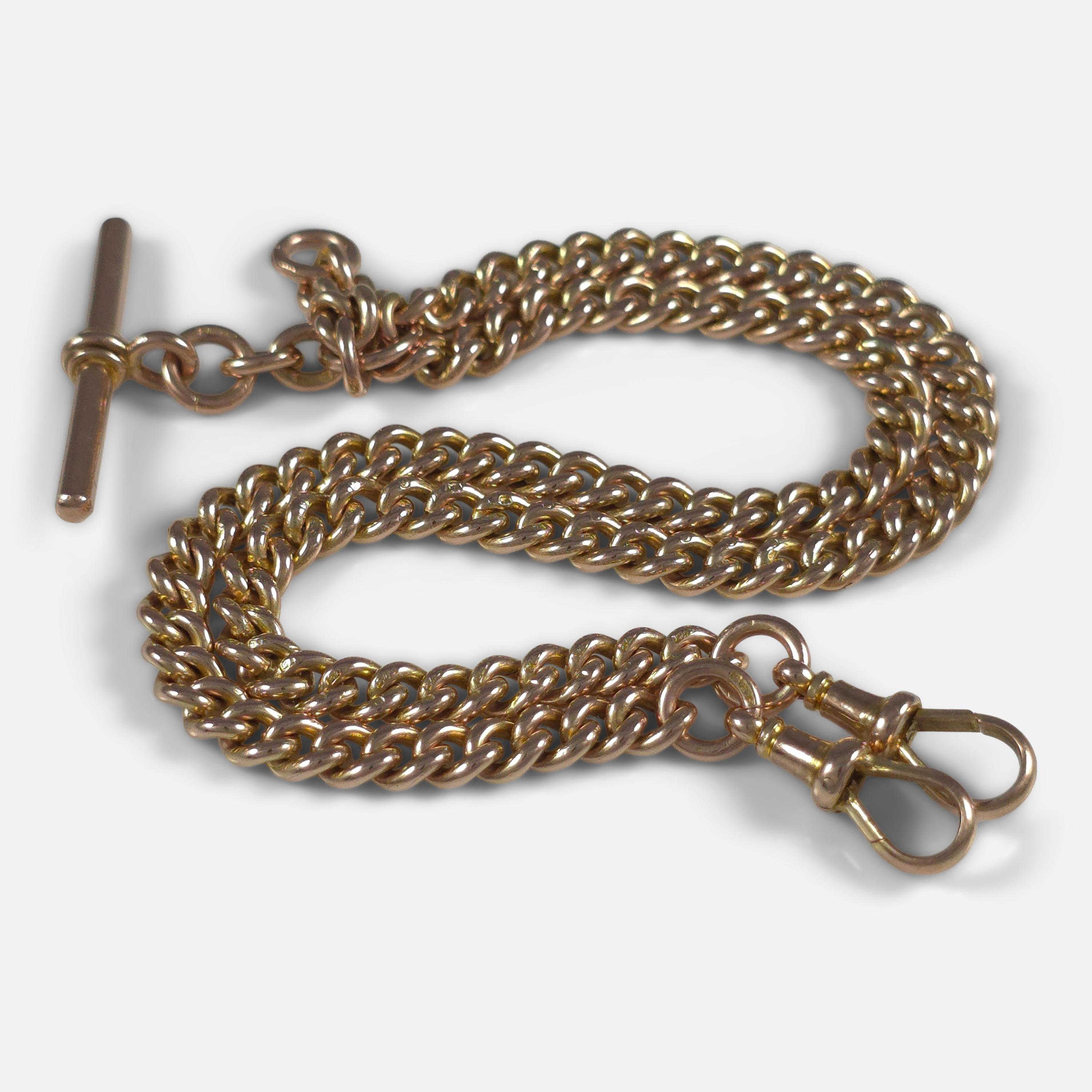 George V 9ct Rose Gold Albert Watch Chain, 1920 6